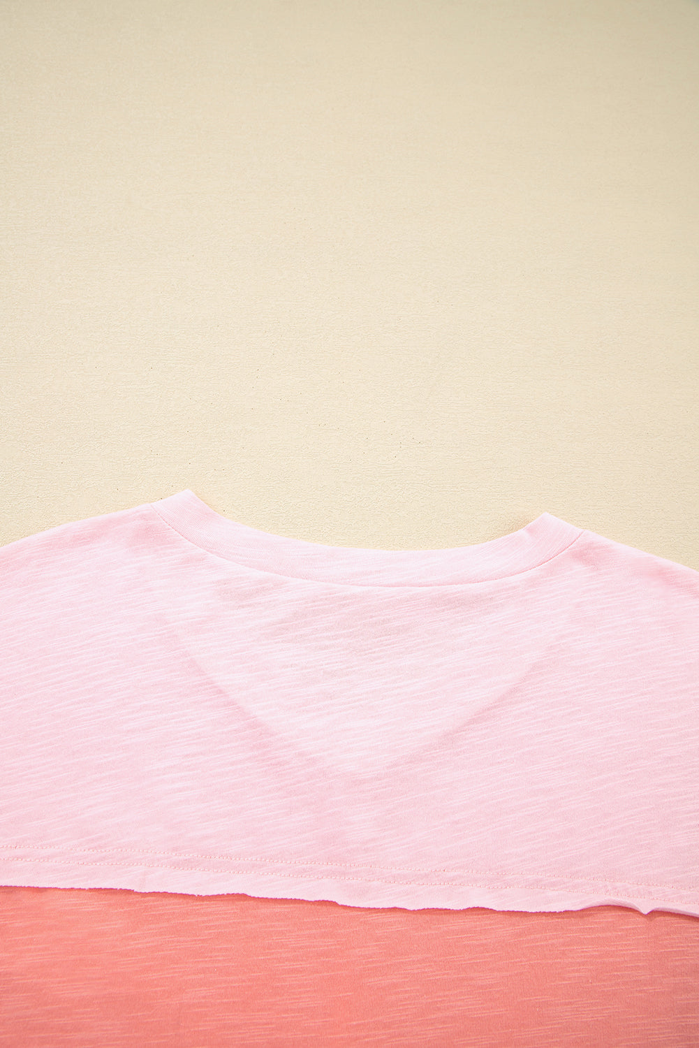 Pink Flower Patched Exposed Seam 3/4 Sleeve top