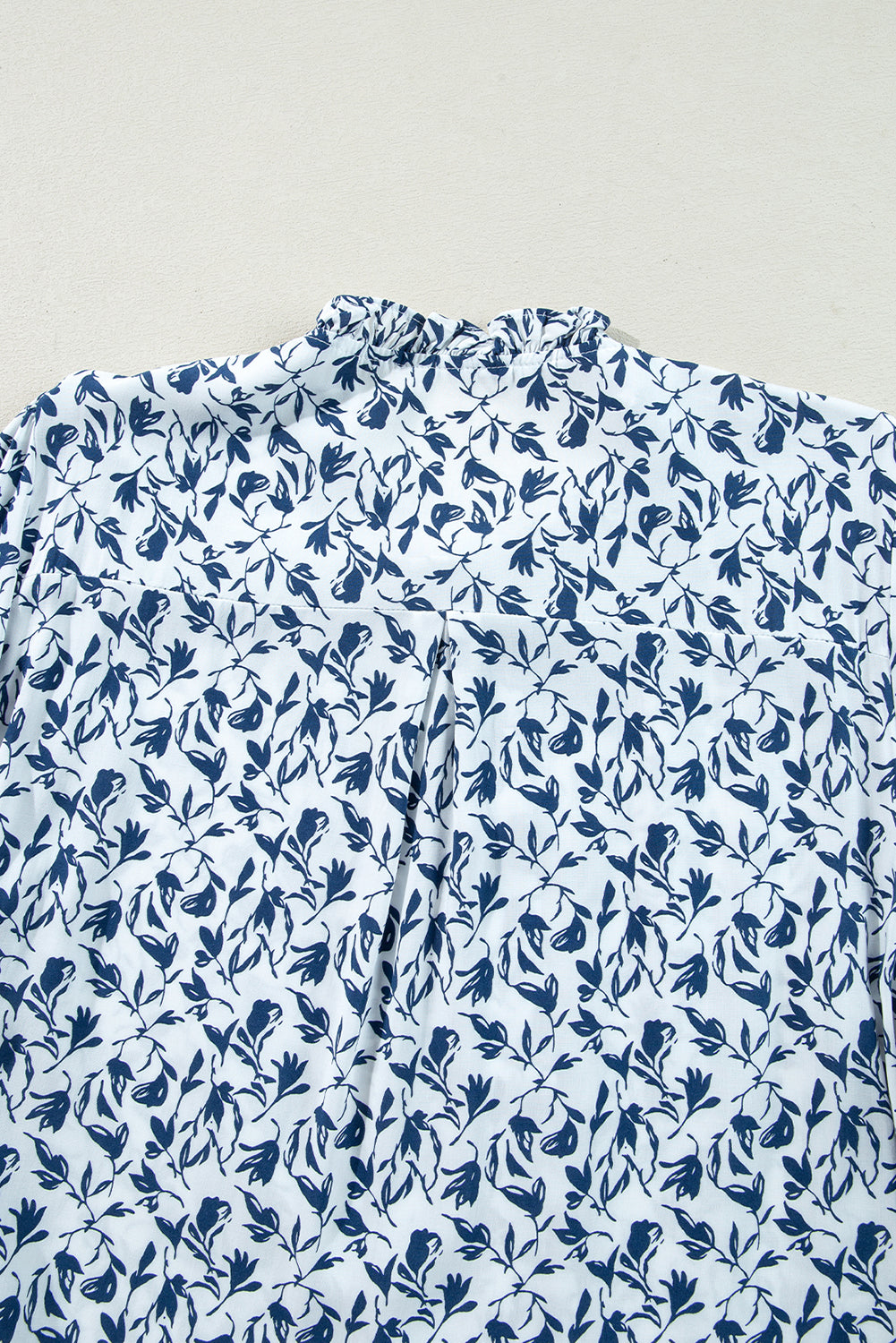 Khaki Printed Floral Print Lace Detail Puff Sleeve Shirt