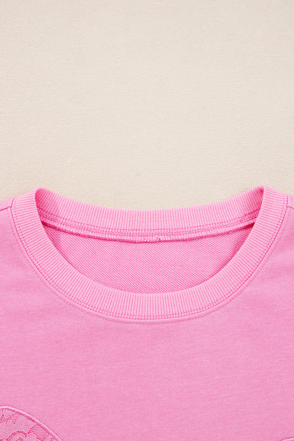 Pink Lace Bow Embroidered Dolman Sleeve Plus Size Sweatshirt