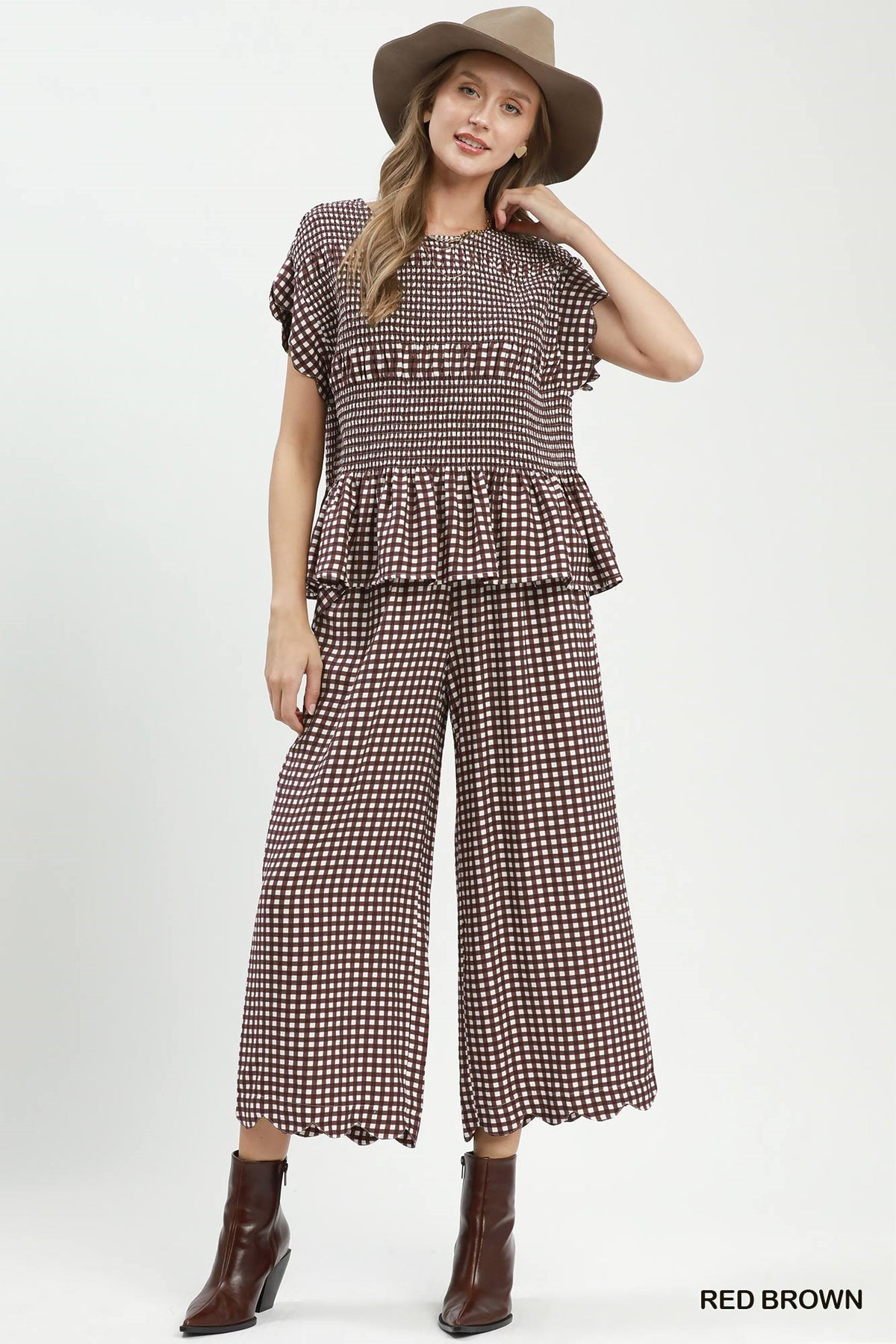 Umgee Red/Brown Gingham Set