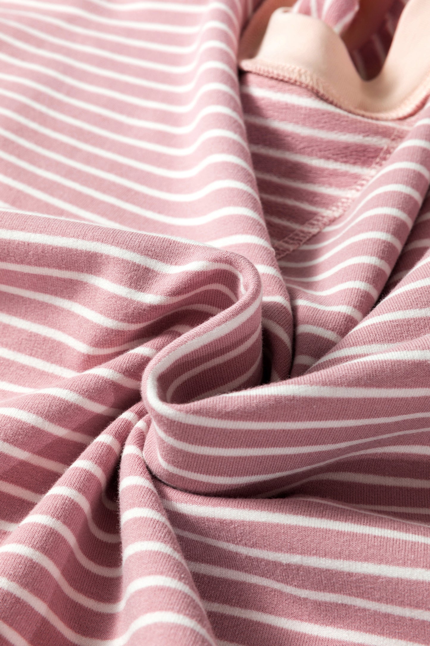 Pink Stripe Exposed Stitching Patchwork Casual Long Sleeve Top