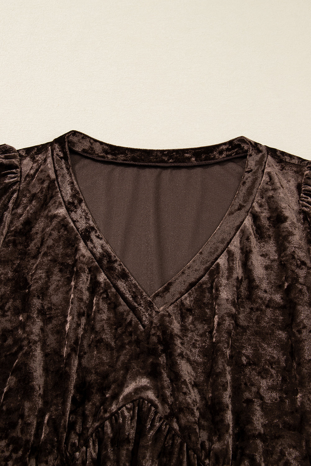 Coffee Plus Size Velvet Babydoll Mini Dress