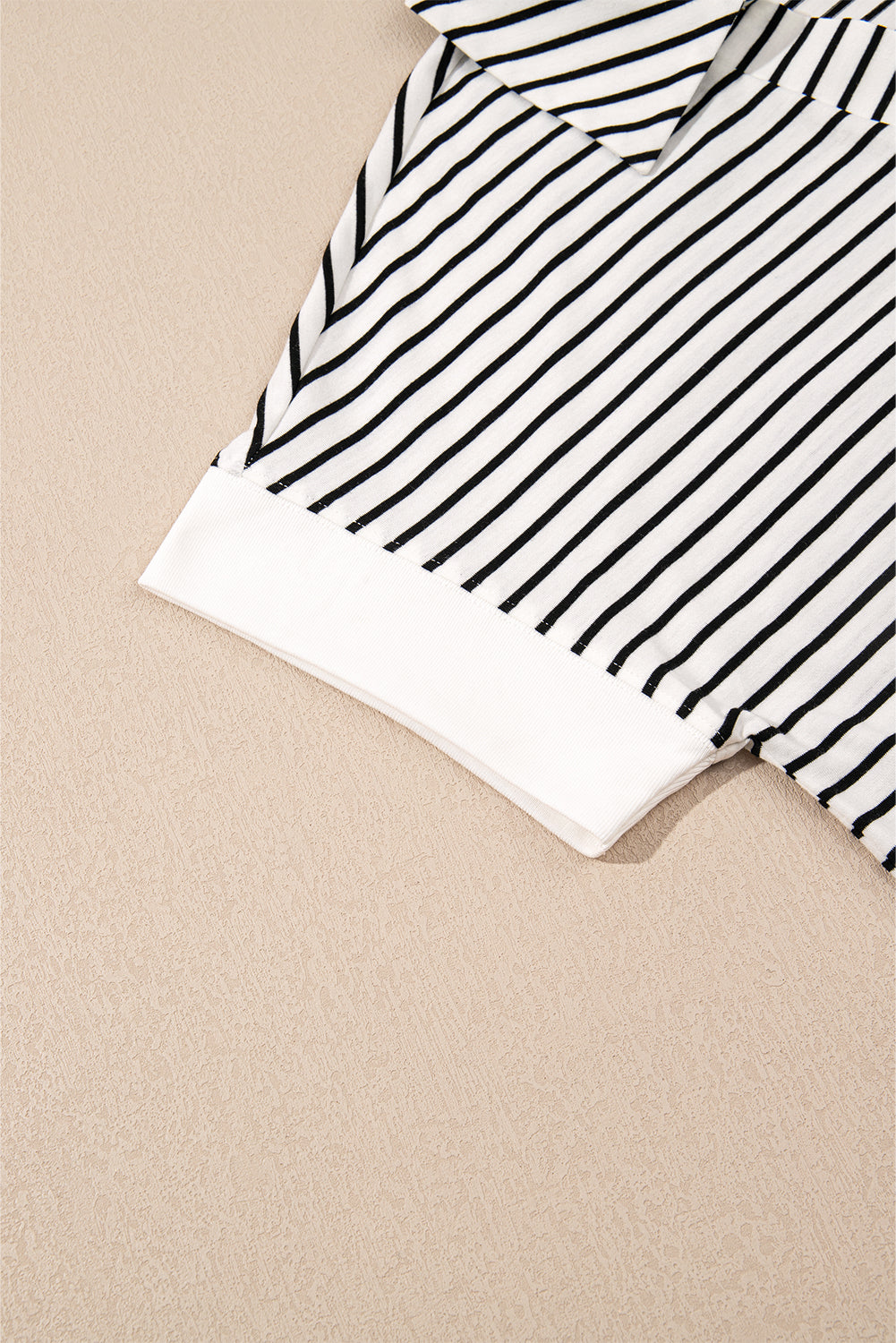 Black Striped V Neck Tee and Casual Shorts Set