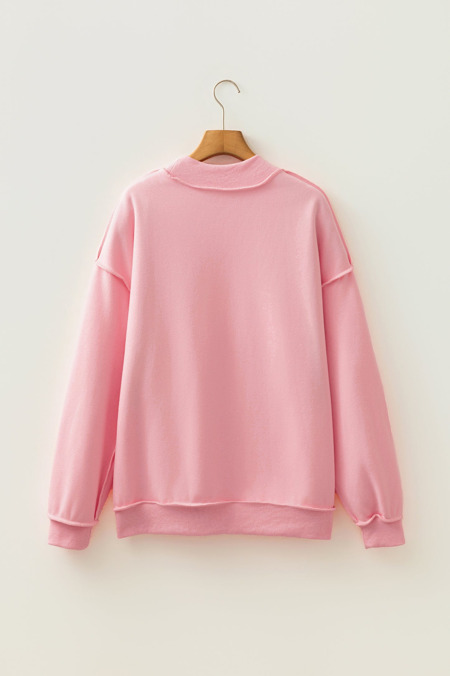 Apricot Oversize Drop Shoulder Reversible Mock Neck Sweatshirt