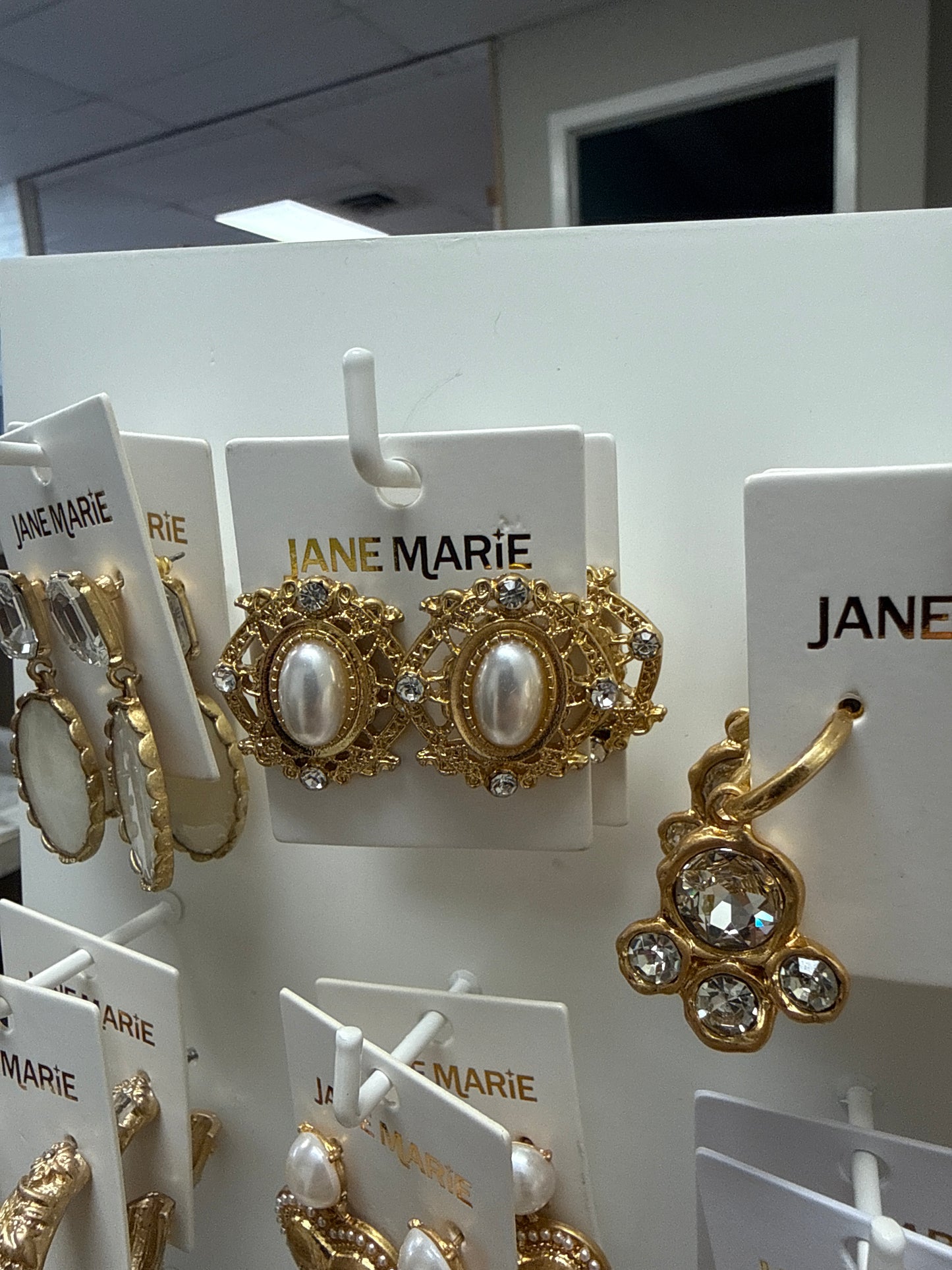 Jane Marie Earrings Pearl/Diamond Stud