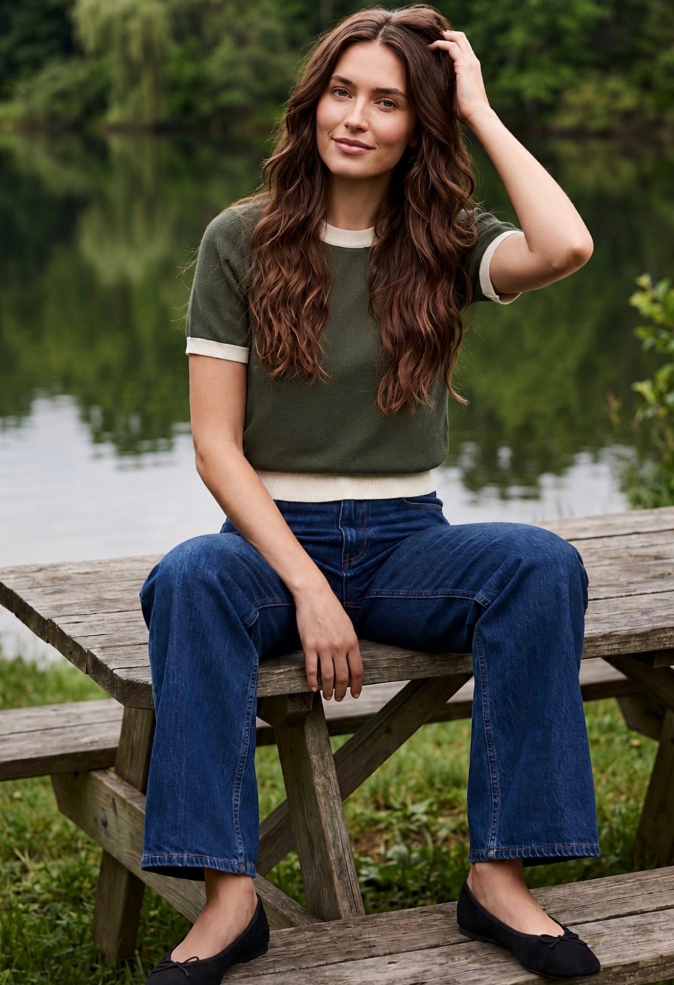 SHE&SKY Olive Knit Sweater