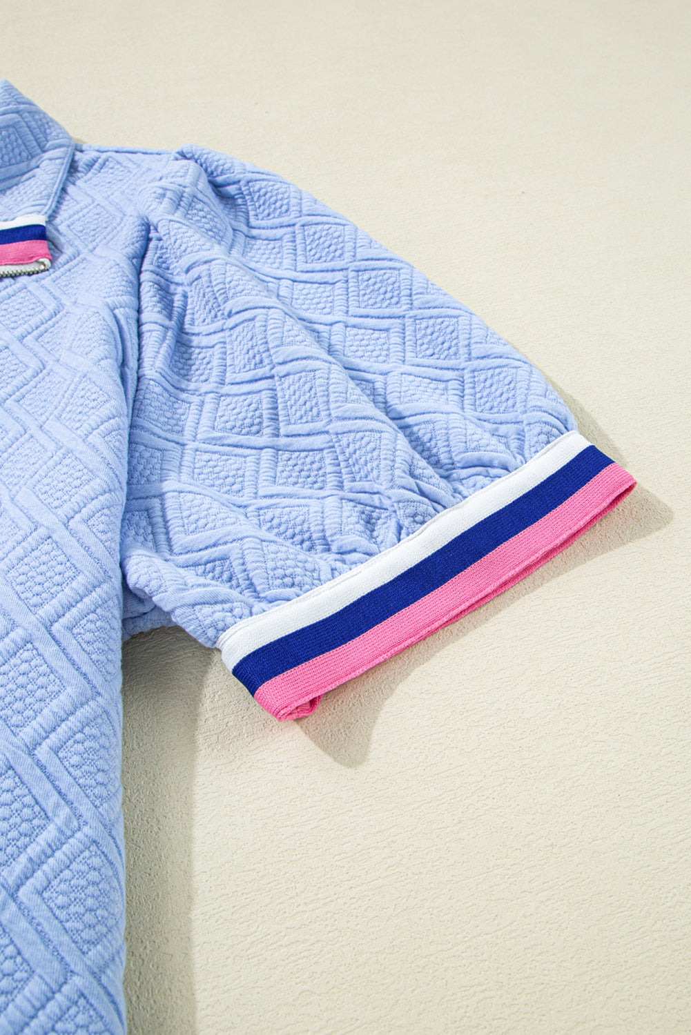 Beau Blue Striped Pop of Color Collared Checkered Textured Plus Size Dress