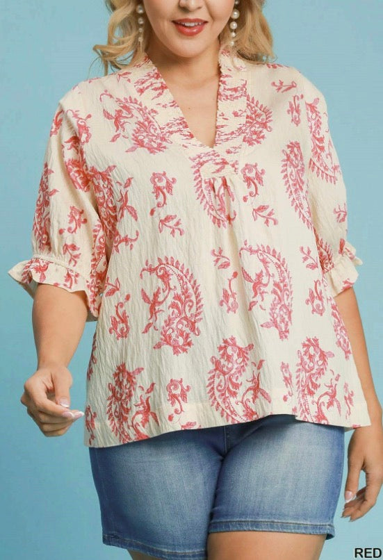 UMGEE Red Mix Oversized Top