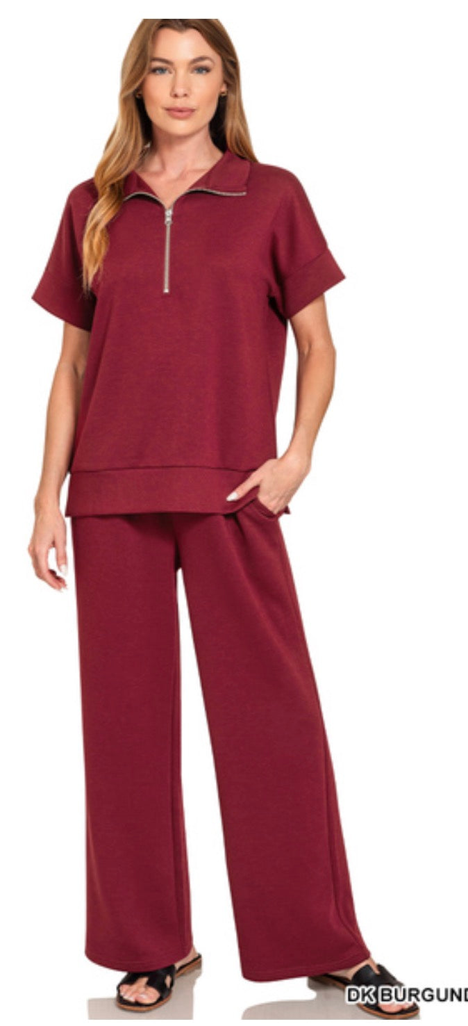 Zenana Dark Burgundy Scuba Set
