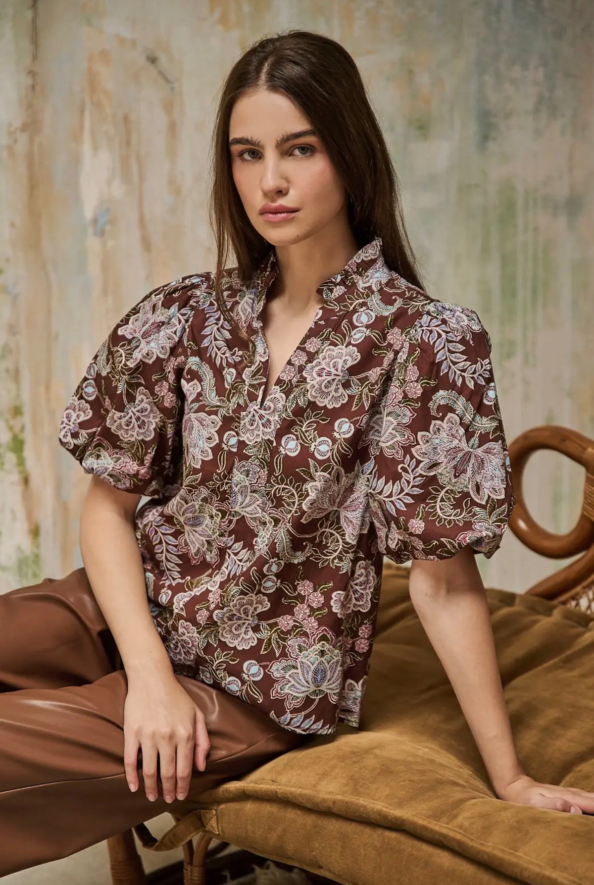 Sugar Lips Pipa Bubble Sleeve Rustic Top