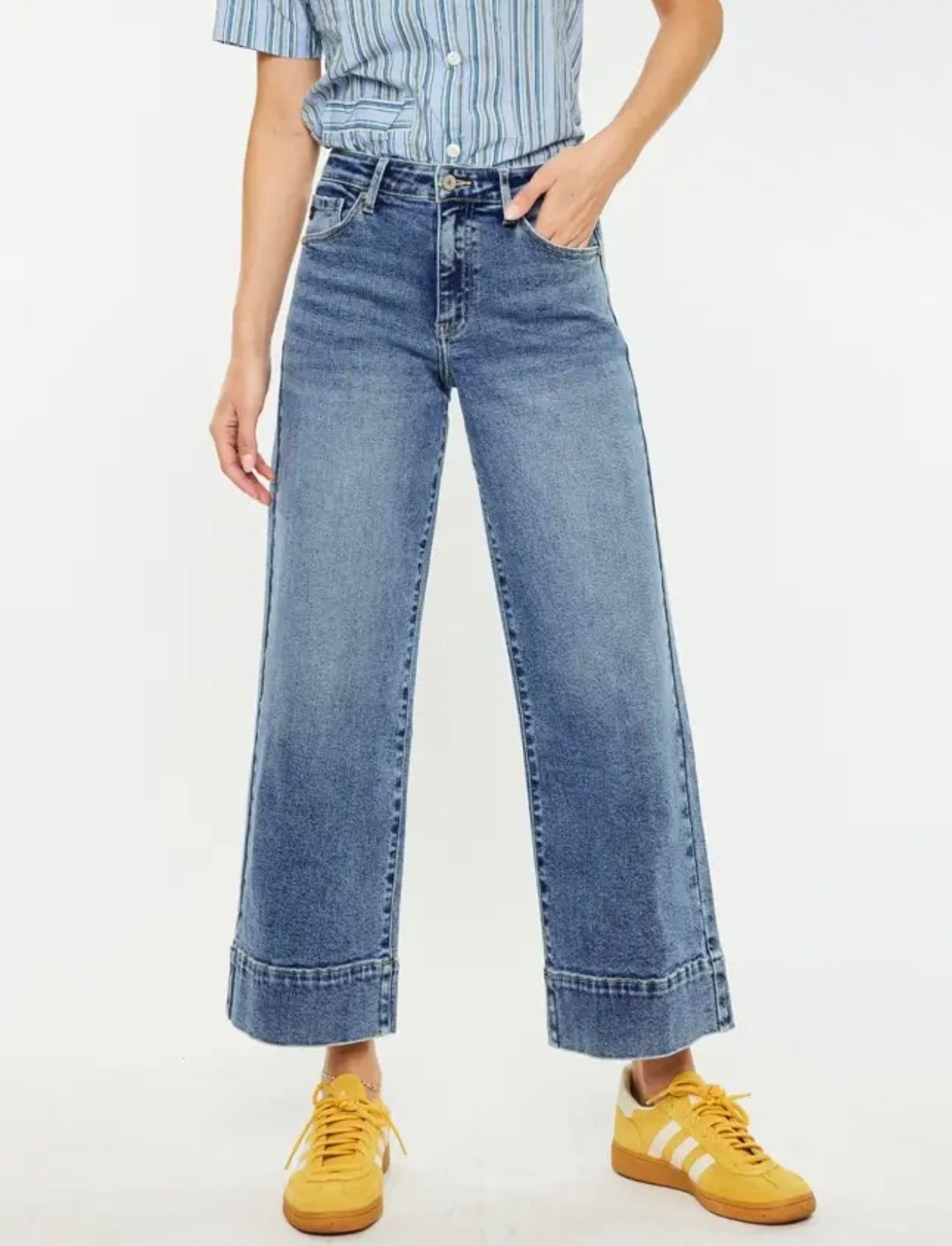 KanCan High Rise Crop Wide Leg Jeans