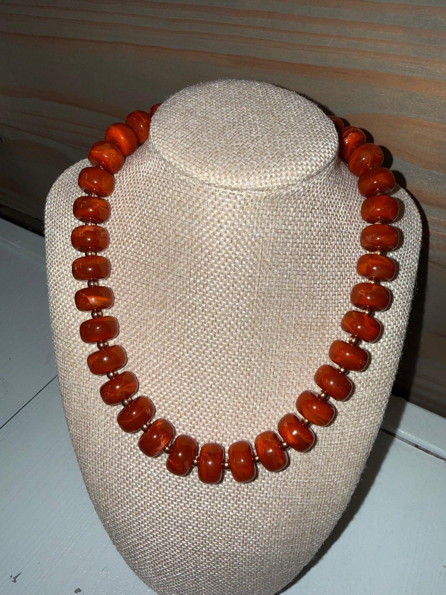 Burnt Orange Beaded Necklace