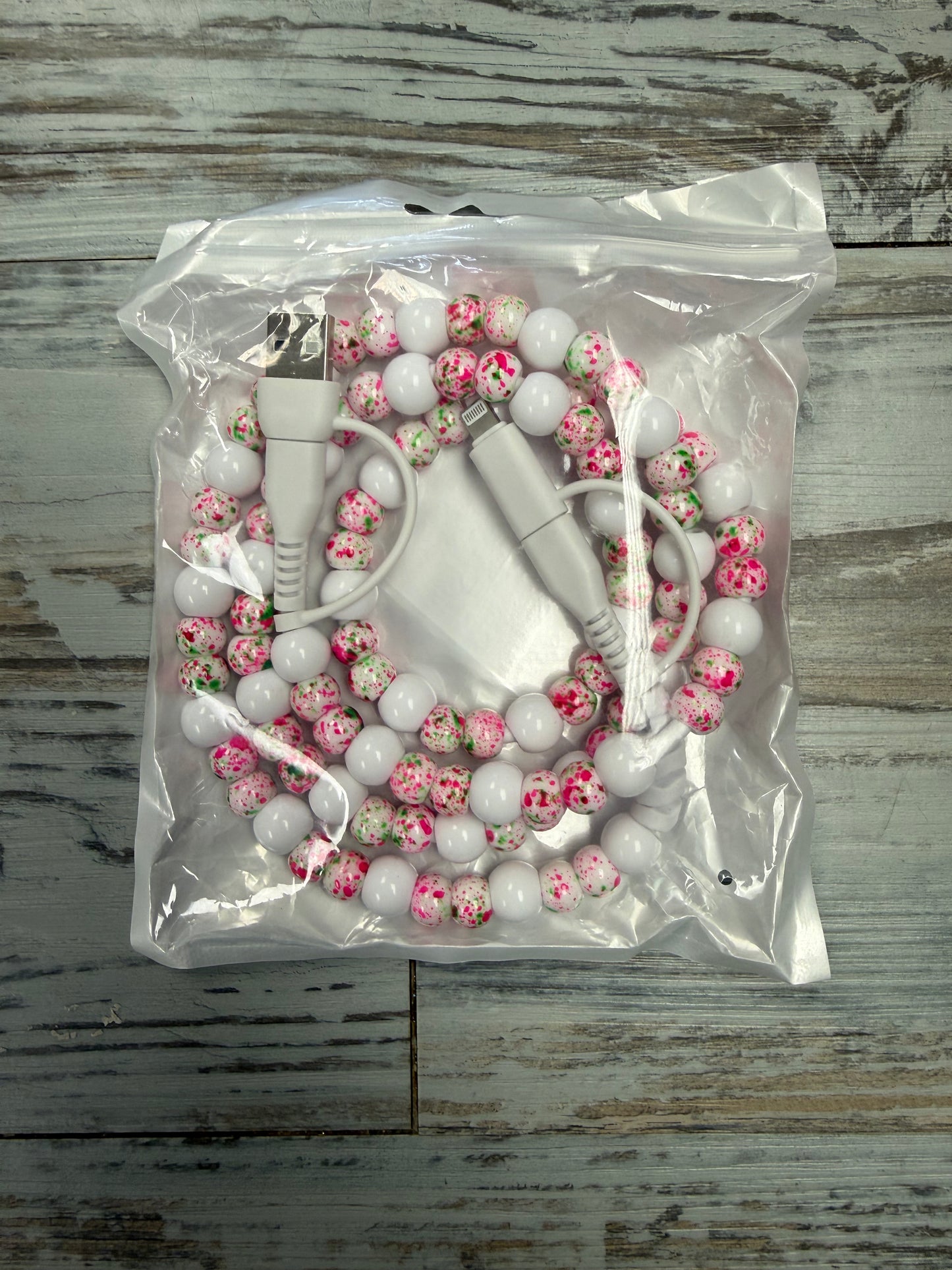 Pink & Green Multicolor Beaded Charger