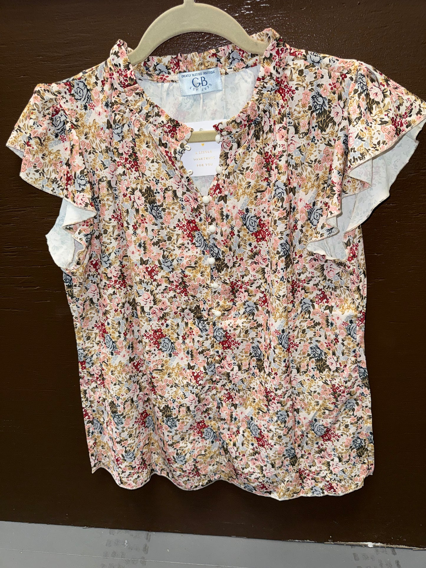 Vintage Garden Floral Ruffle Blouse