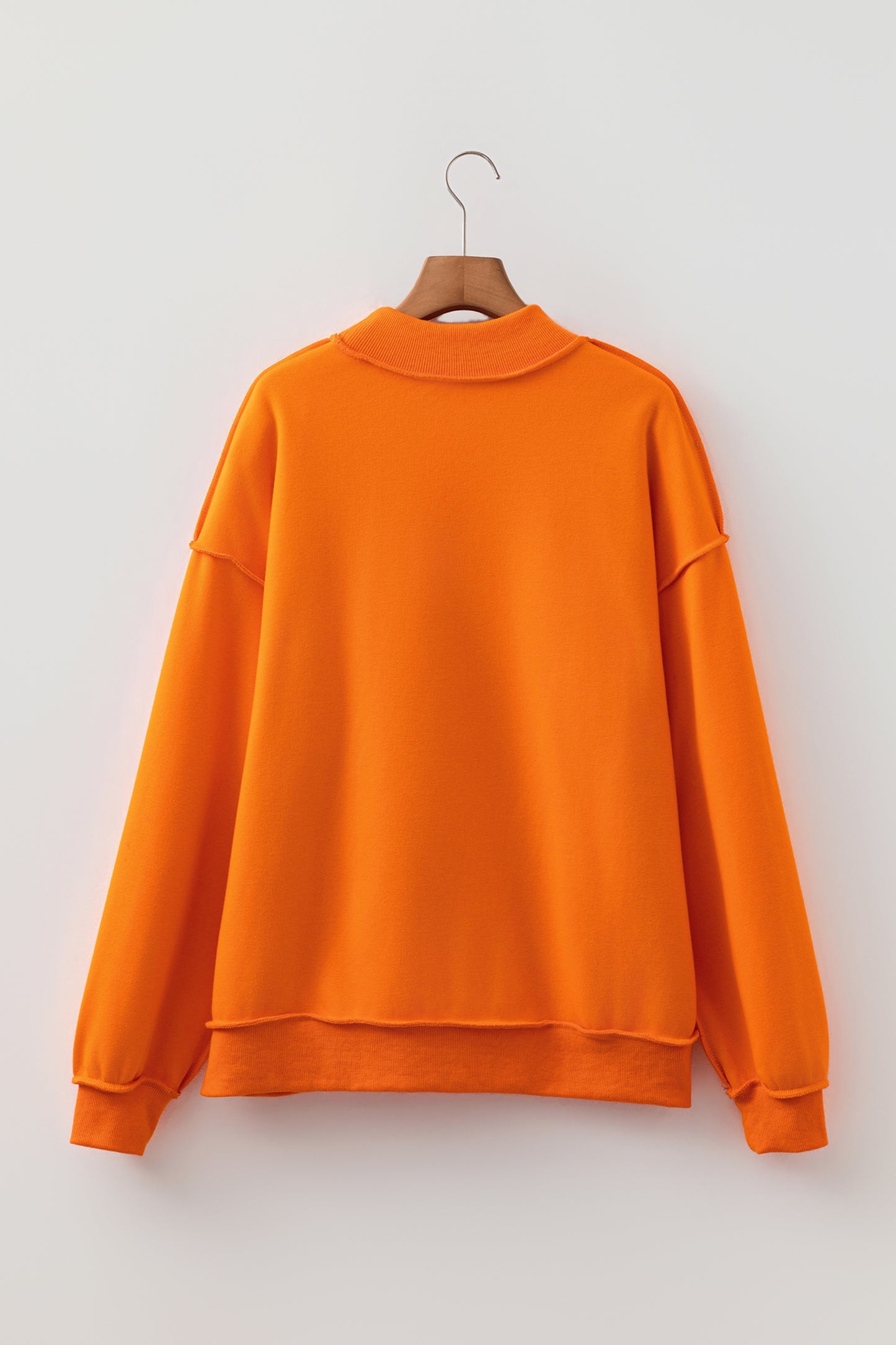 Apricot Oversize Drop Shoulder Reversible Mock Neck Sweatshirt