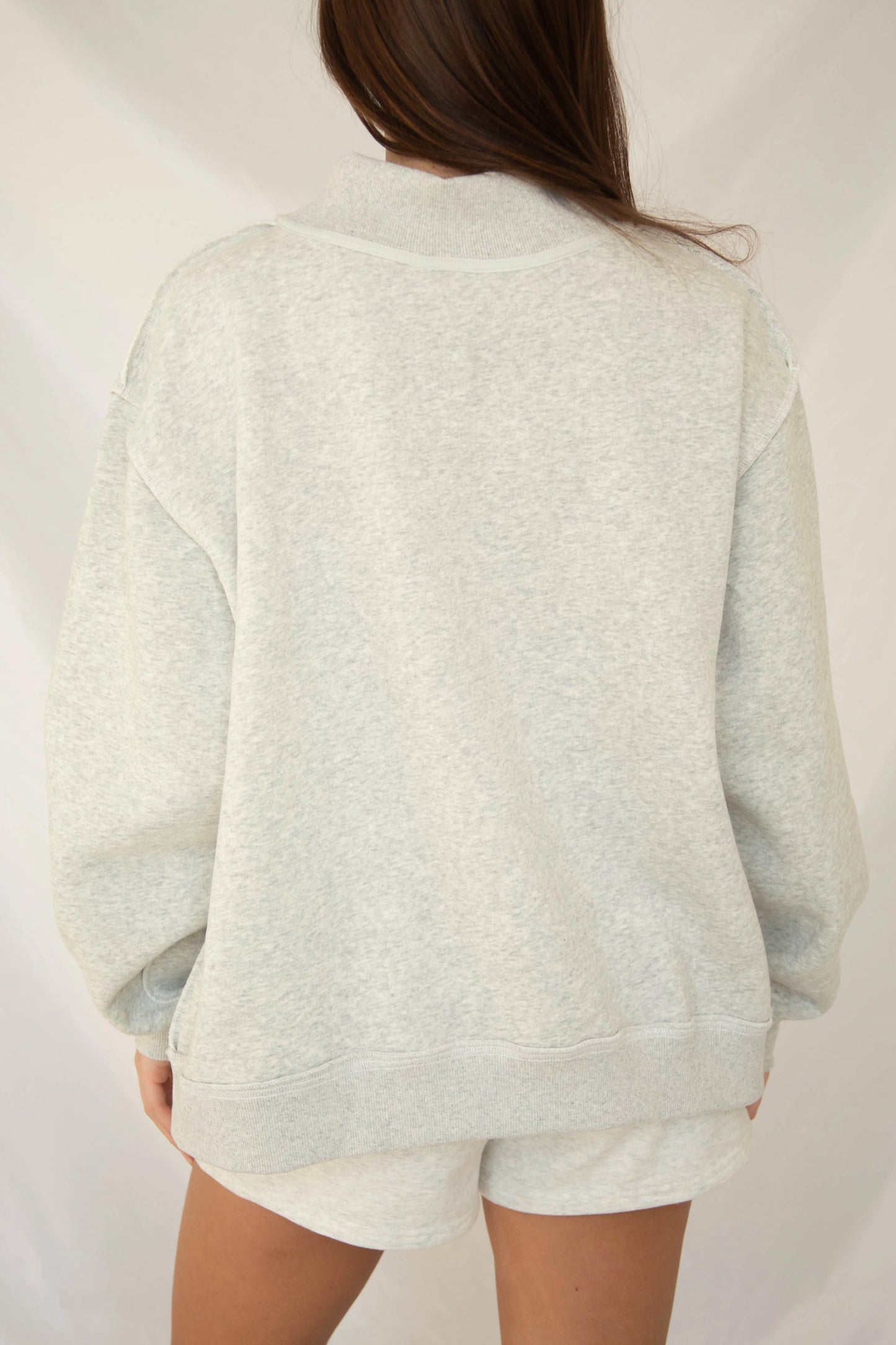 Light Grey High Neck Polka Dot Slogan Printed Baggy Sweatshirt