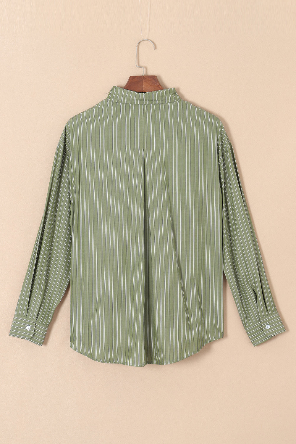 Green Stripe Button Up Oversized Casual Shirt