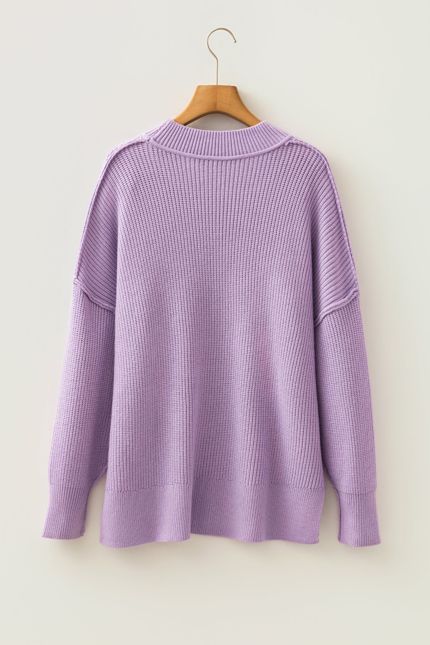Chestnut Long Sleeve Ribbed Knit Stand Neck Regular Fit Sweater