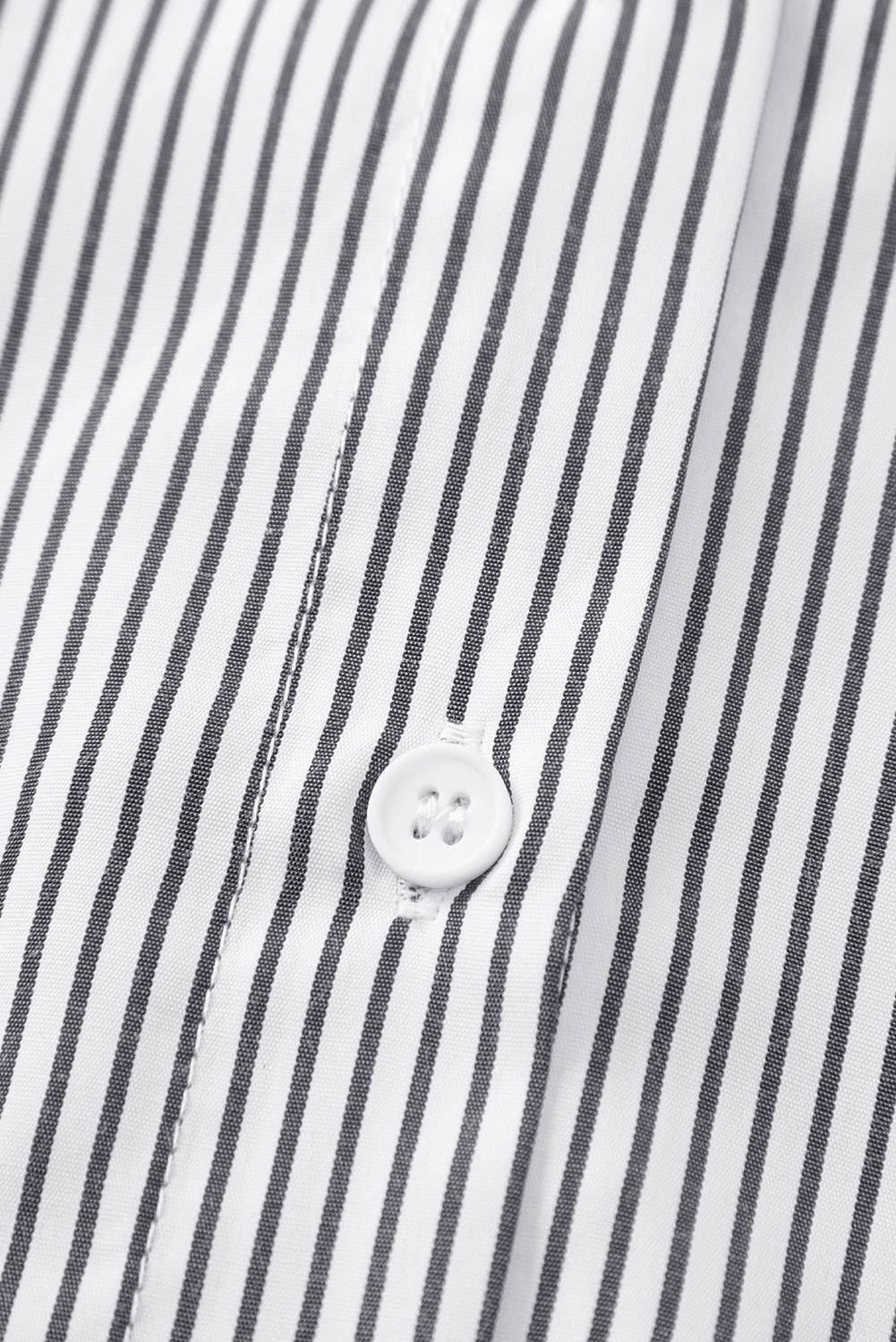 Blue Stripe Striped Casual Shirred Cuffs Shirt