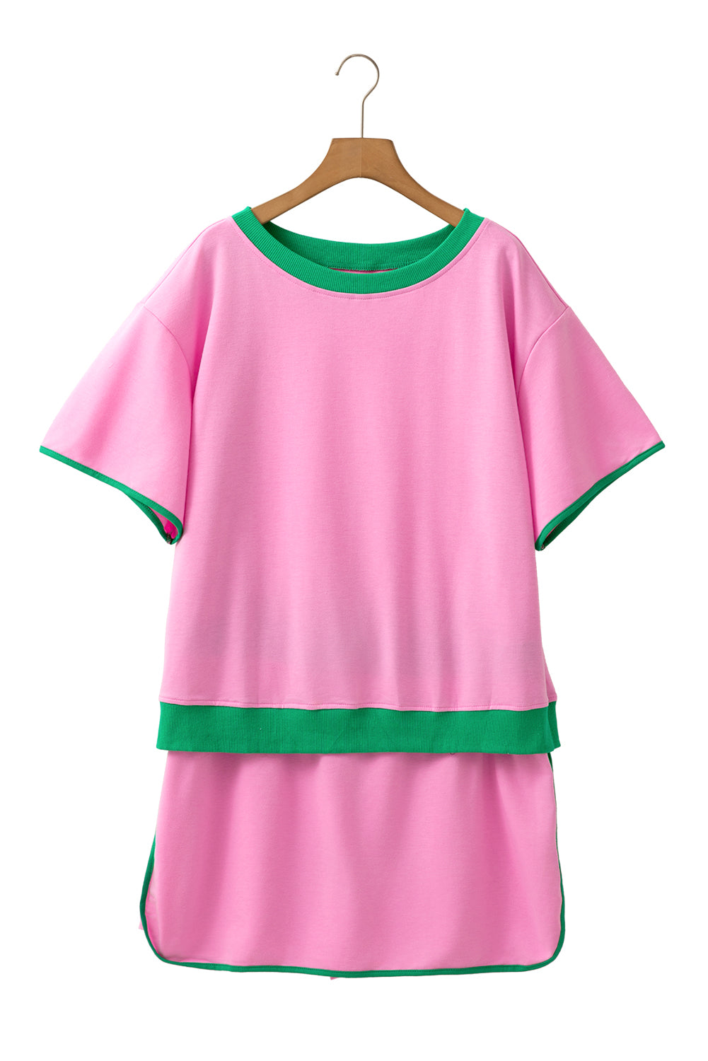 Evergreen Plus Size Contrast Trim T Shirt and Skort Two Piece Set