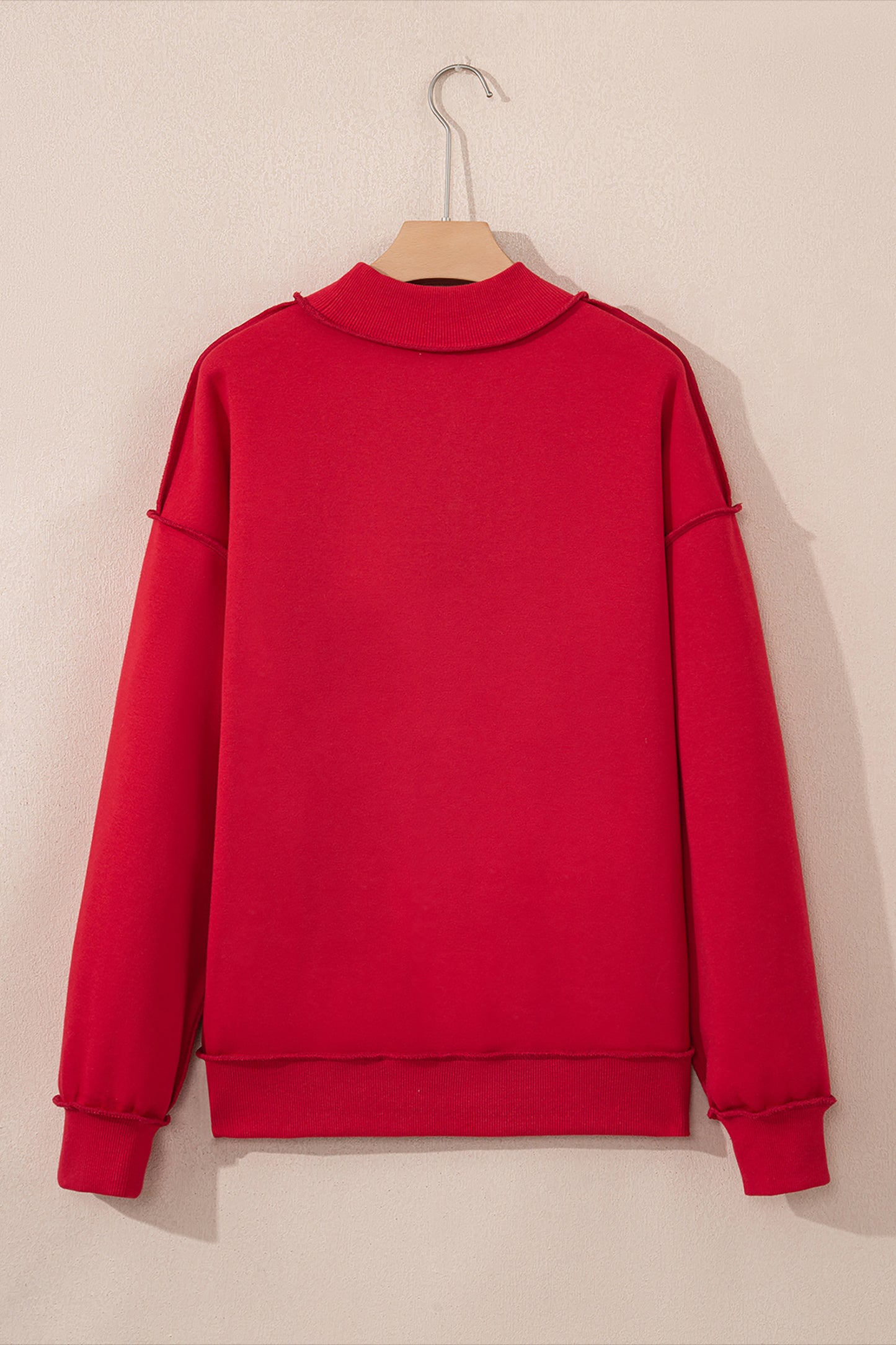 Apricot Oversize Drop Shoulder Reversible Mock Neck Sweatshirt