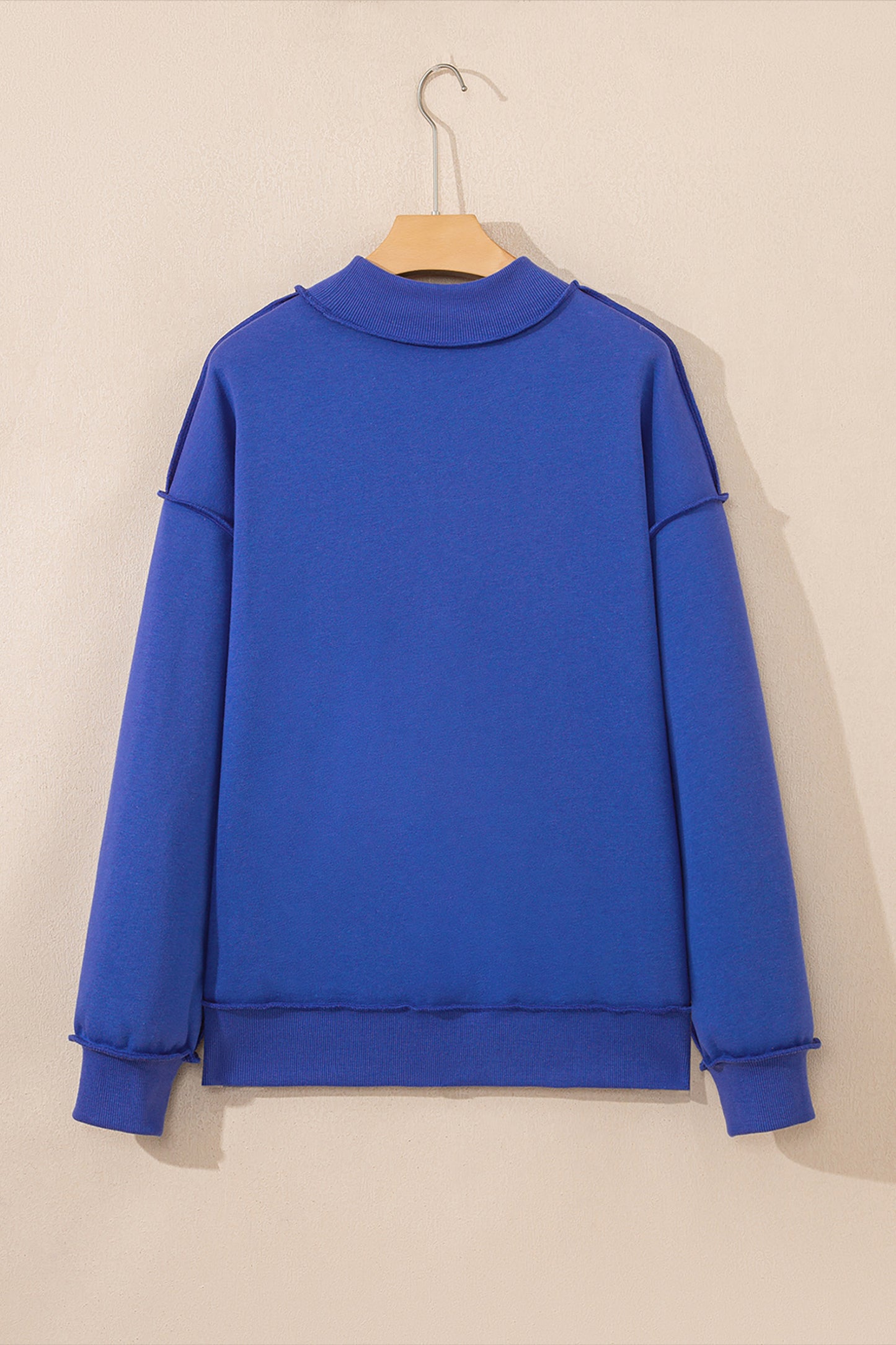 Apricot Oversize Drop Shoulder Reversible Mock Neck Sweatshirt
