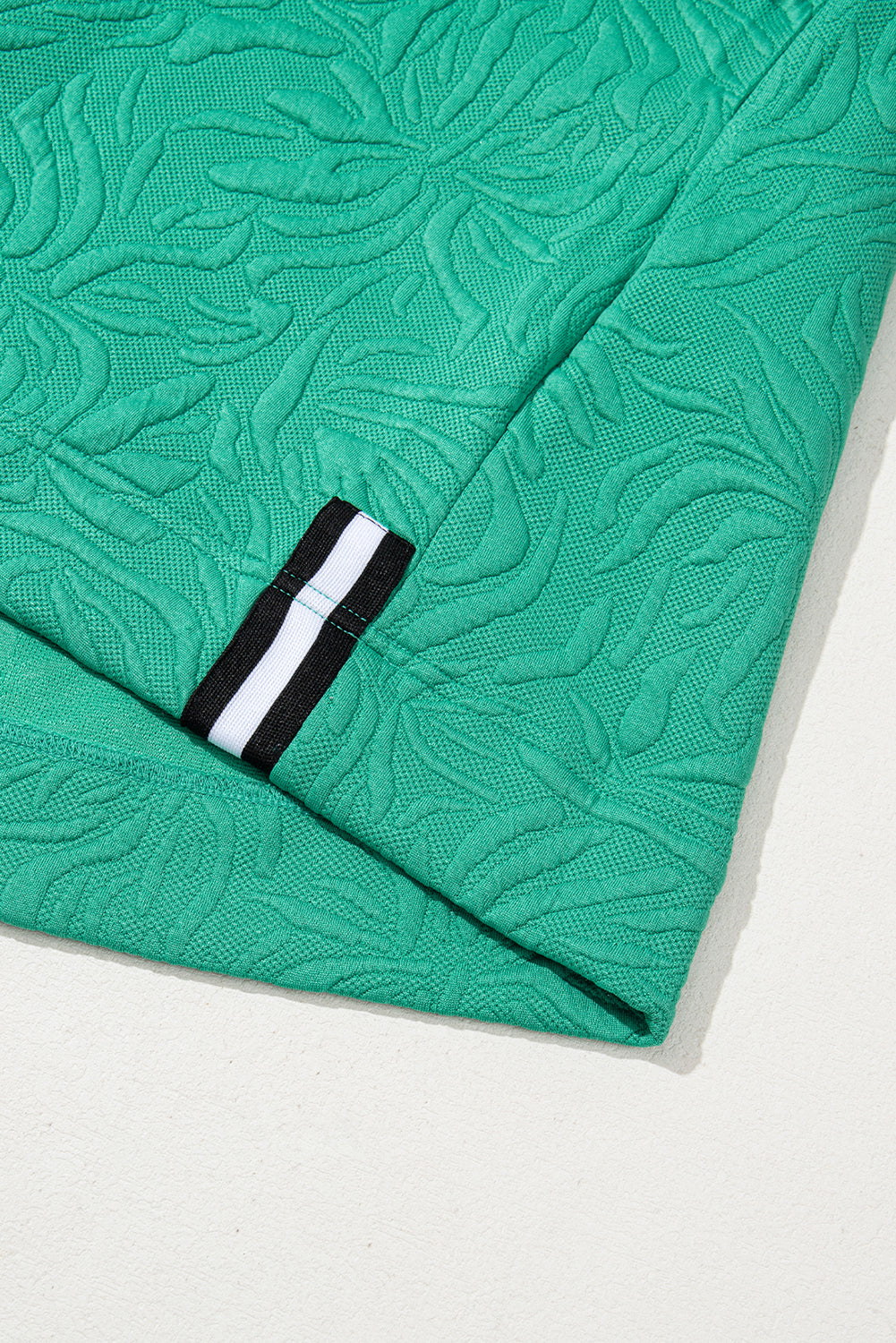 Sea Green Jacquard Textured Quarter Zipper Pop of Color Neckline Dress