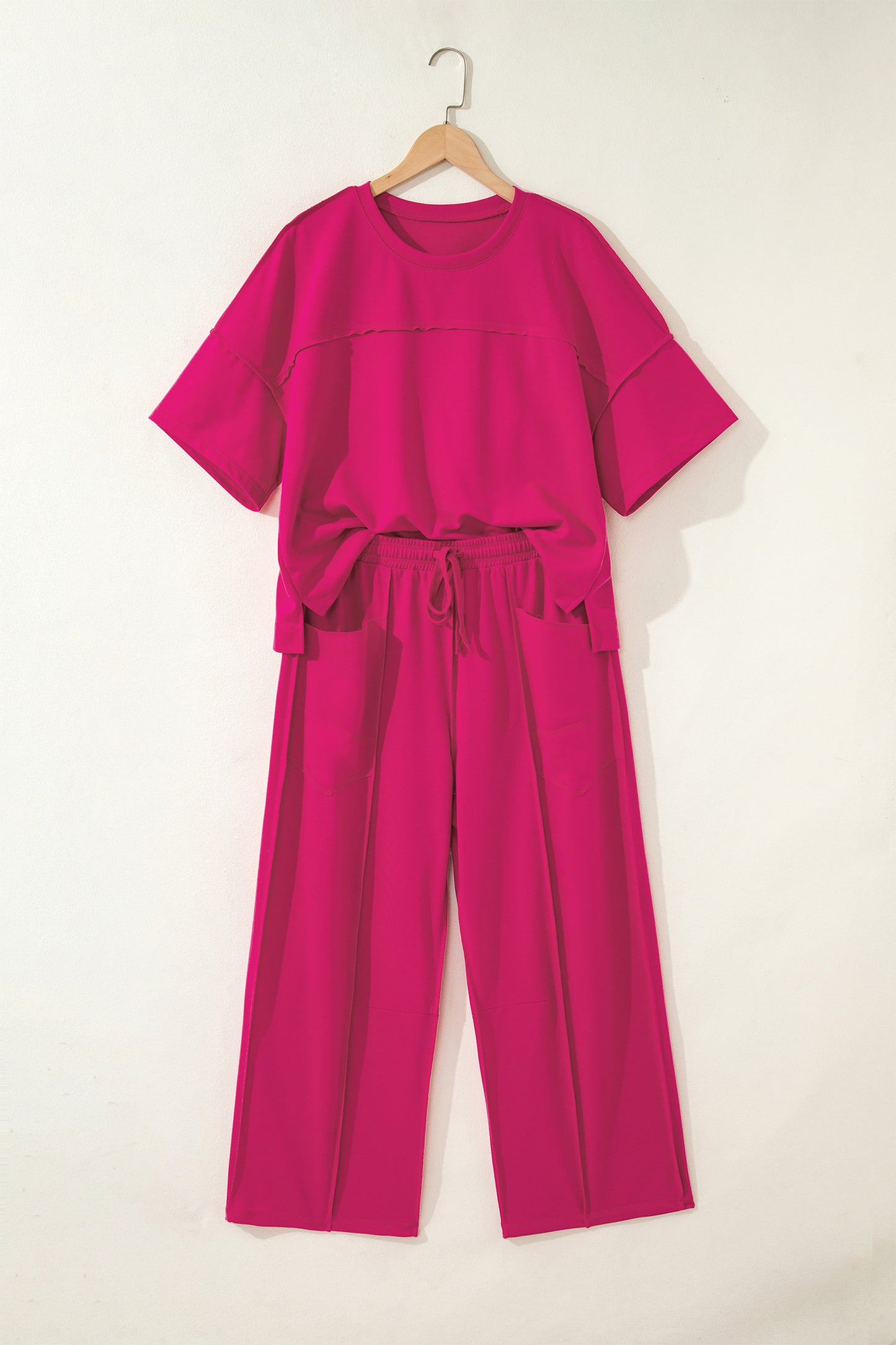 Racing Red Drop Shoulder Boxy Tee and Barrel Pants Set