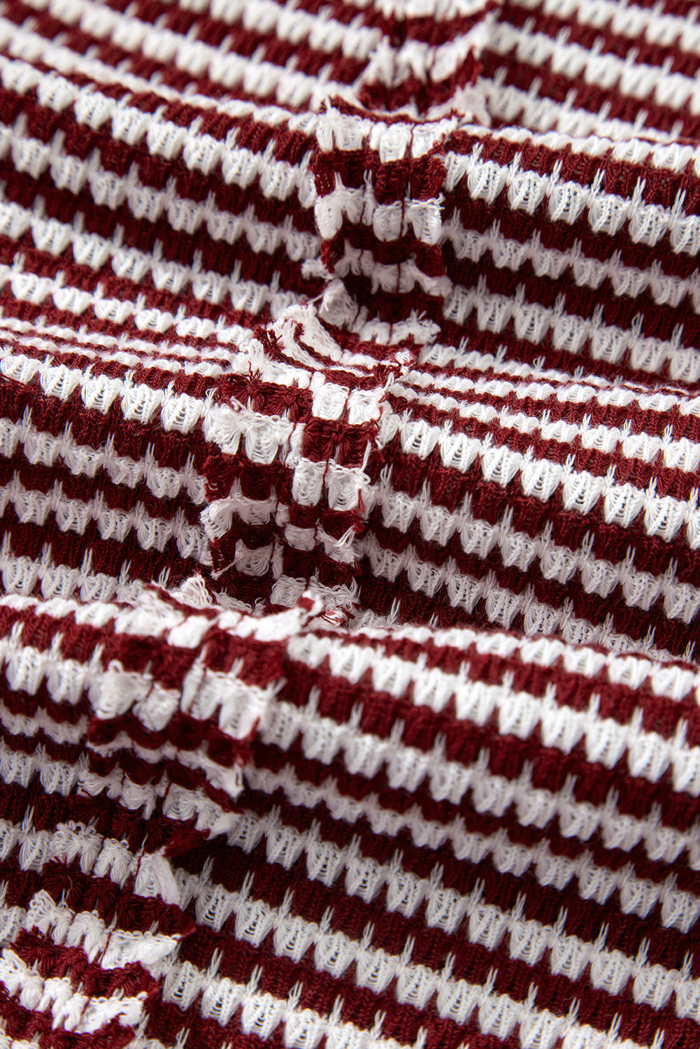 Red Stripe Ribbed Trim Drop Shoulder Long Sleeve Oversized Top