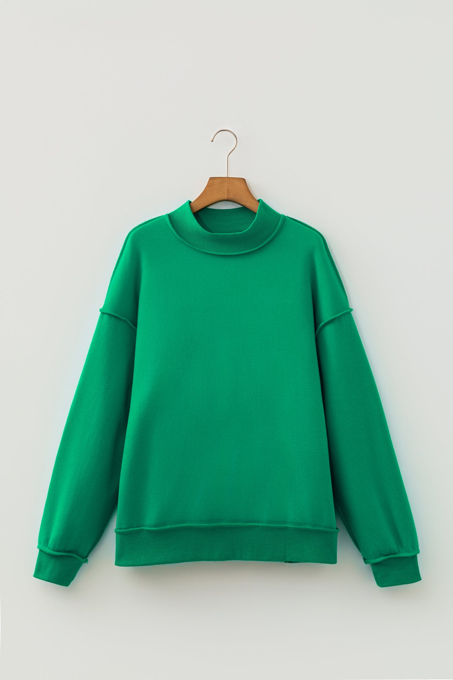 Apricot Oversize Drop Shoulder Reversible Mock Neck Sweatshirt