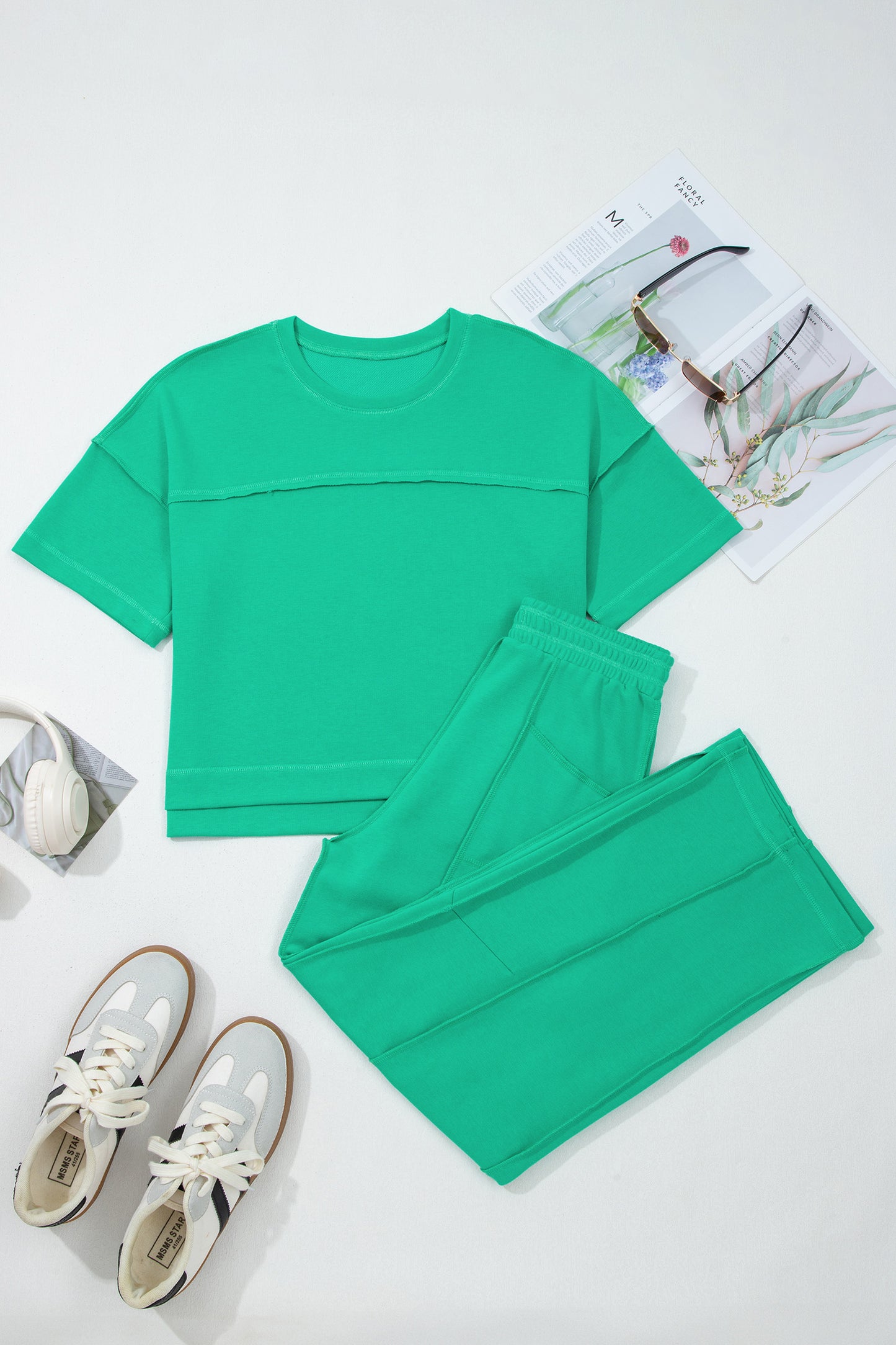 Racing Red Drop Shoulder Boxy Tee and Barrel Pants Set