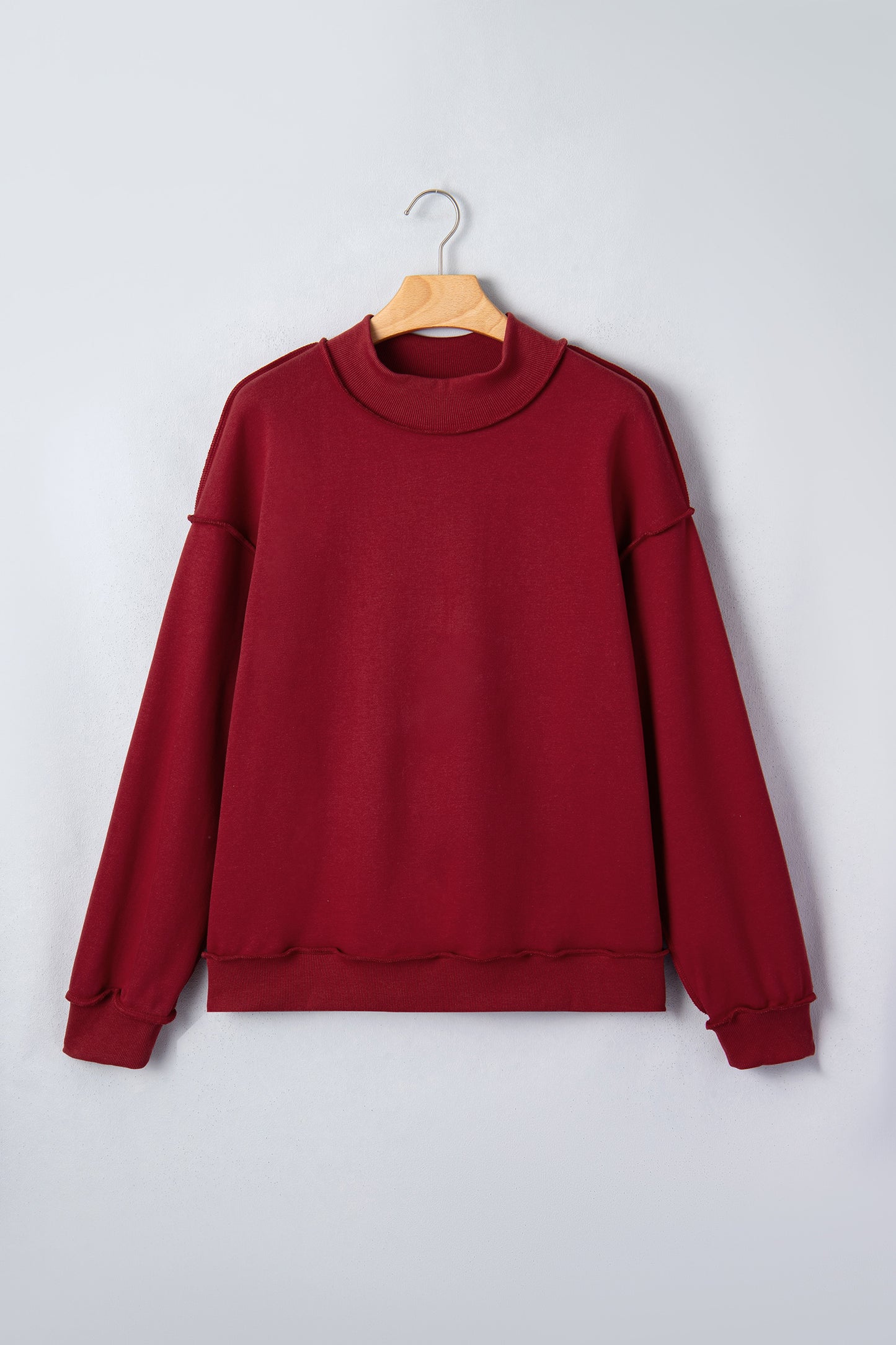 Apricot Oversize Drop Shoulder Reversible Mock Neck Sweatshirt