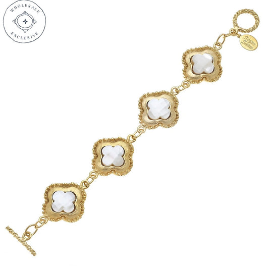 Susan Shaw Camellia Clover Linked Bracelet