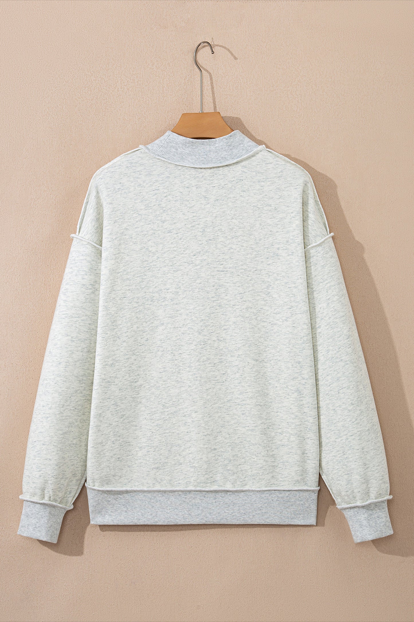 Apricot Oversize Drop Shoulder Reversible Mock Neck Sweatshirt