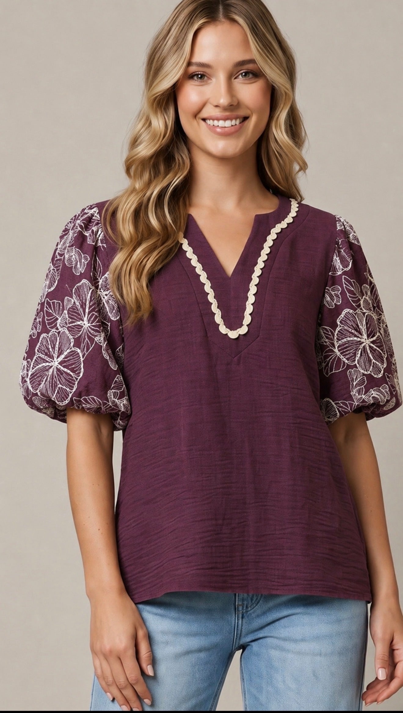 SHE&SKY Burgundy&Blessings Top