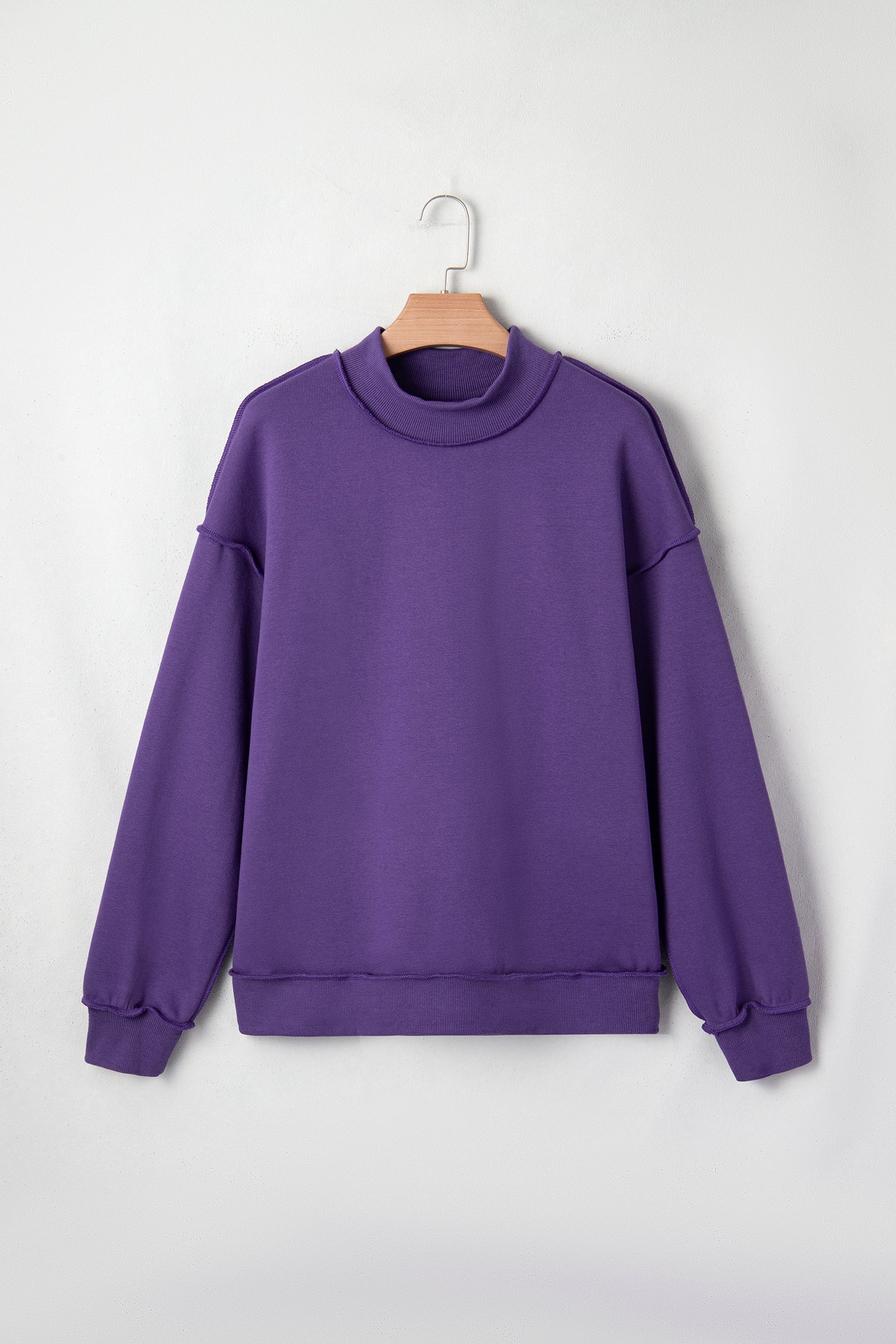Apricot Oversize Drop Shoulder Reversible Mock Neck Sweatshirt