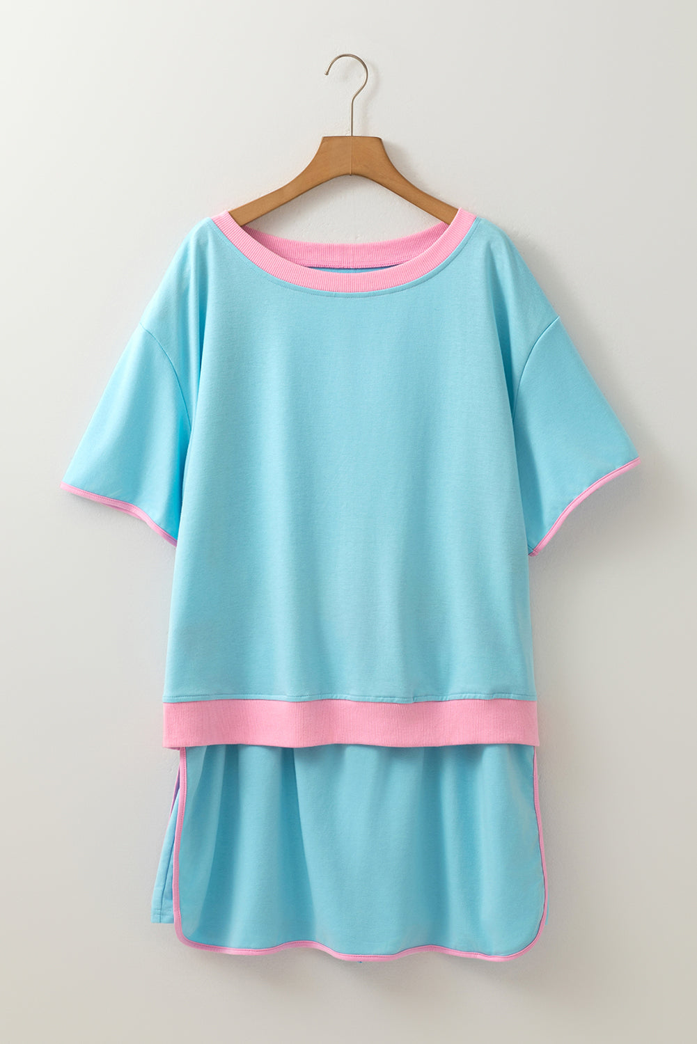 Evergreen Plus Size Contrast Trim T Shirt and Skort Two Piece Set