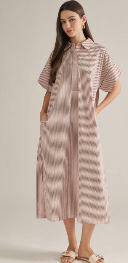 ENTRO Pretty in Pinstripes Midi