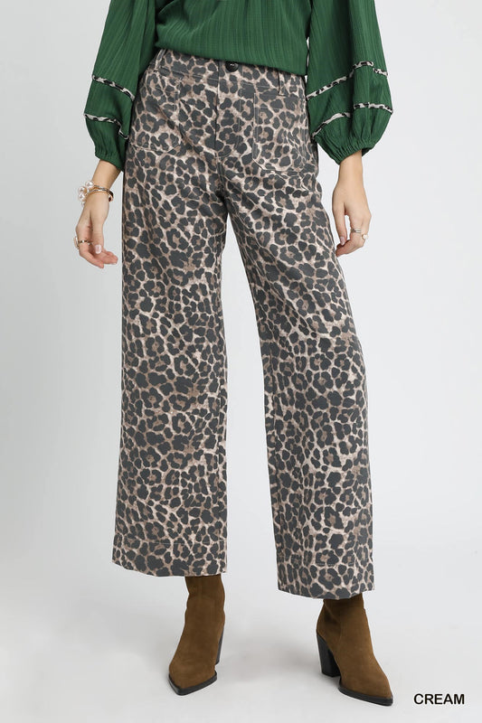 Umgee Wide Leg Leopard Pants