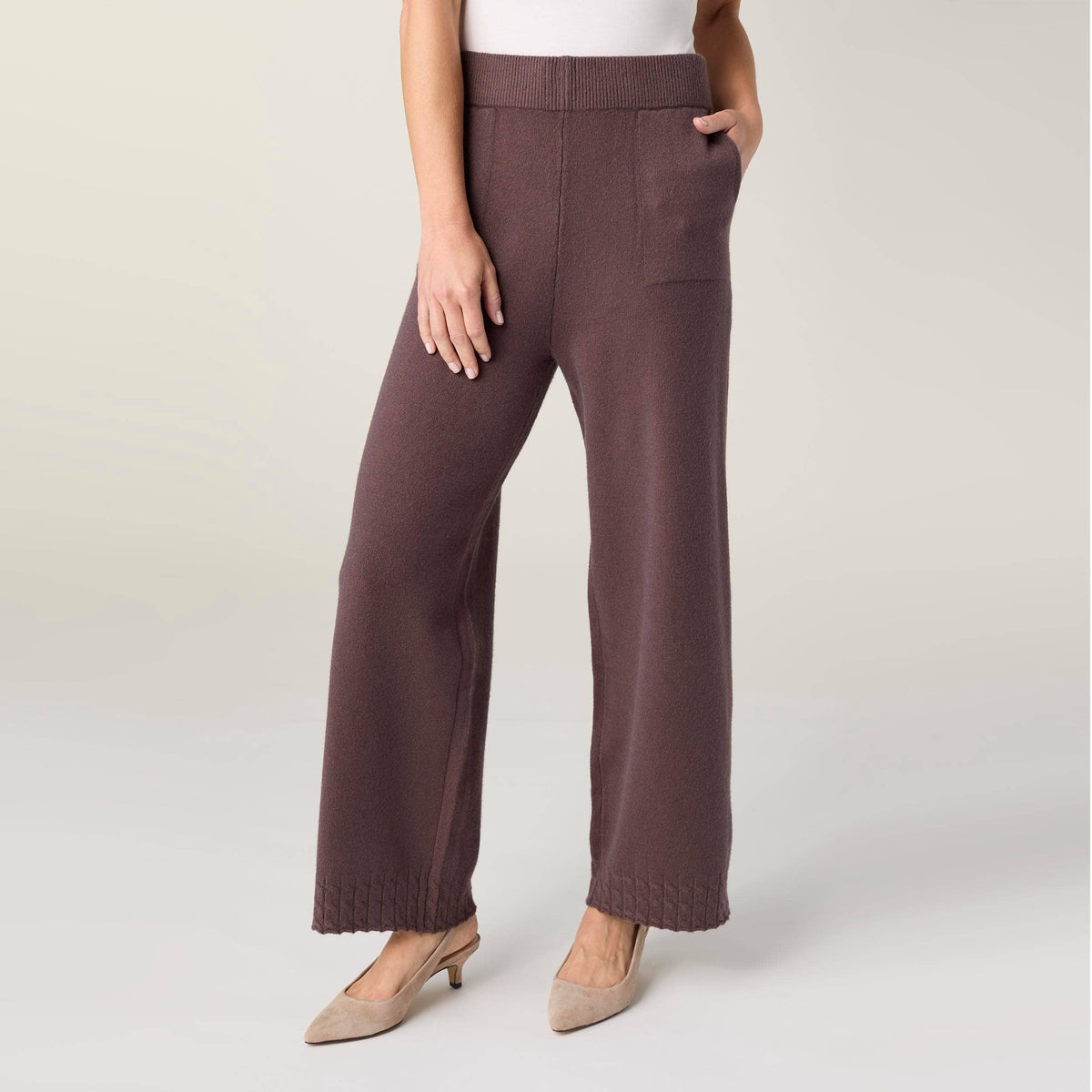 Heavenly-Luxe Cable Knit Detail Pant: French Roast / S/M