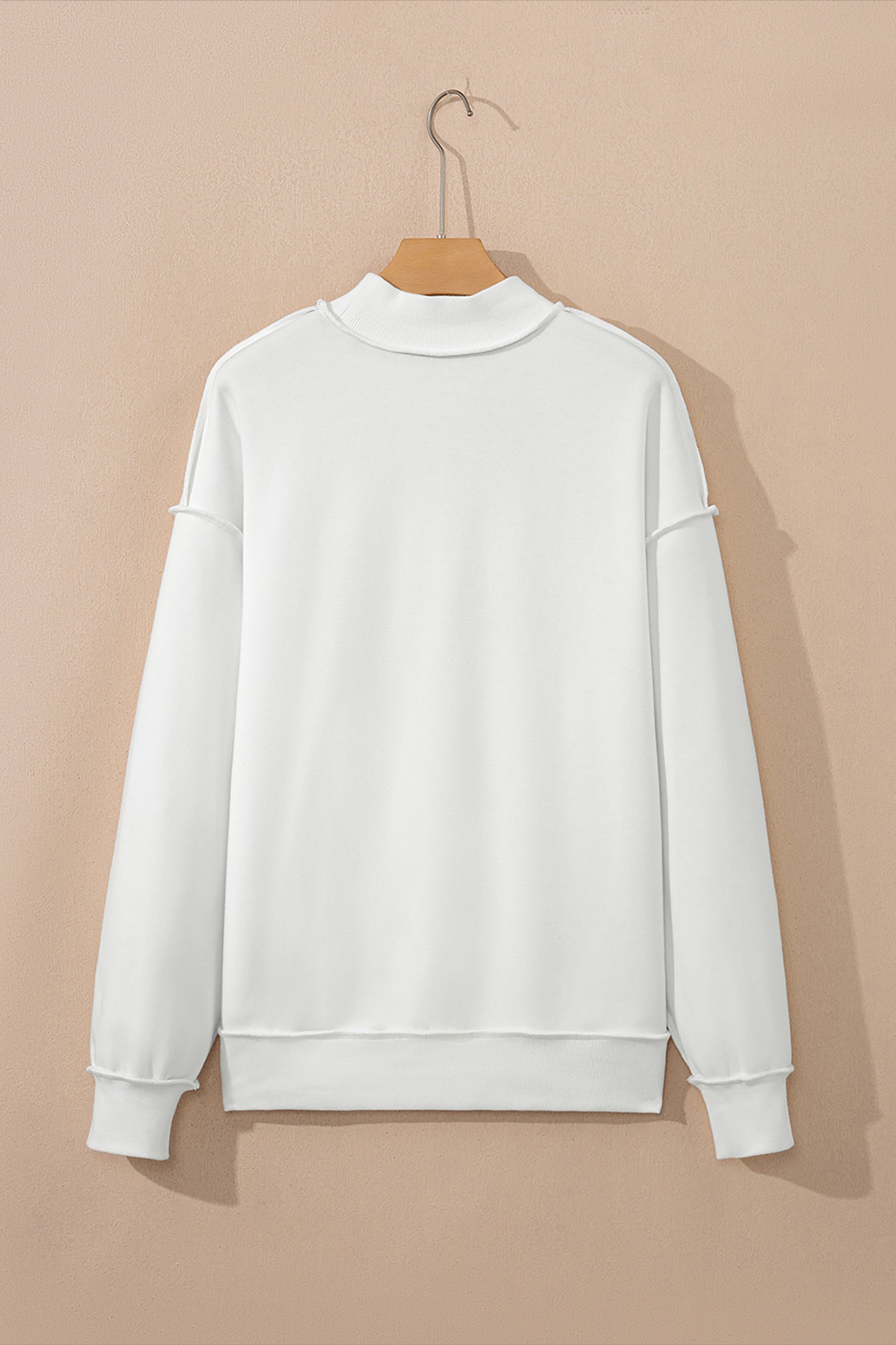Apricot Oversize Drop Shoulder Reversible Mock Neck Sweatshirt