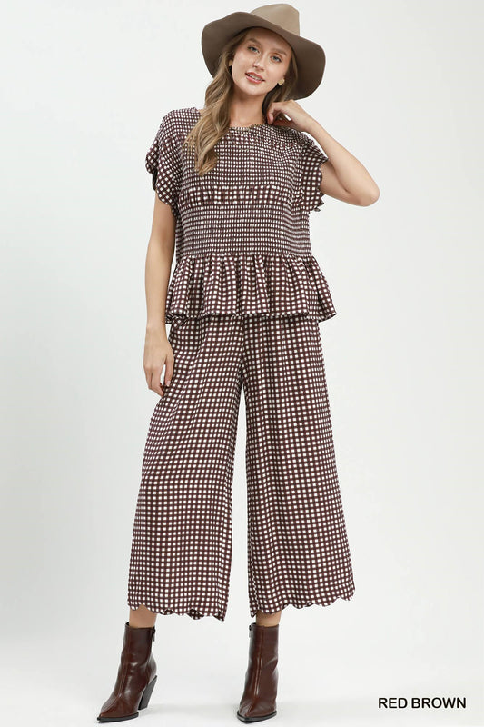 Umgee Red/Brown Gingham Set