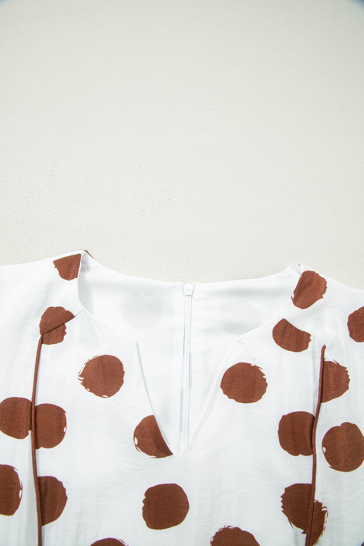 White Polka Dot Printed V Neck Short Sleeve Tie Waist Midi Dress