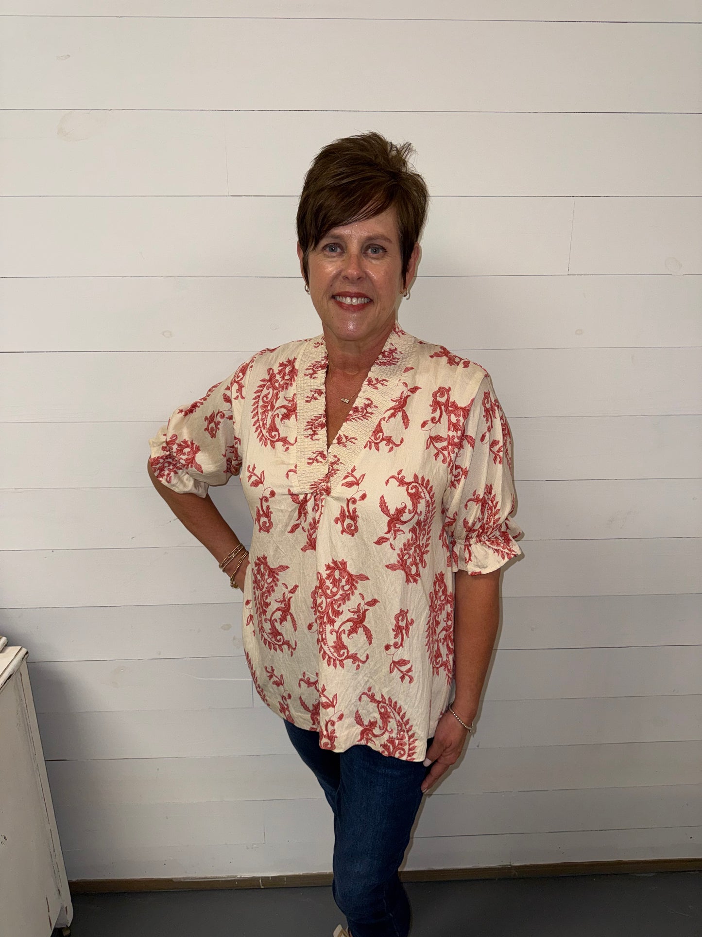 Umgee Red Abstract Top