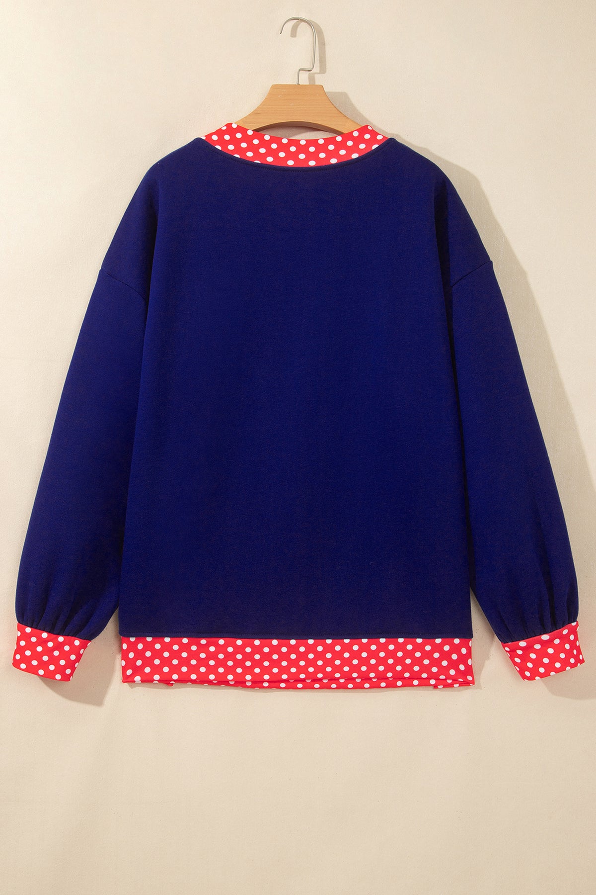 Brown Colorblock Polka Dot Contrast Trim Oversized Sweatshirt