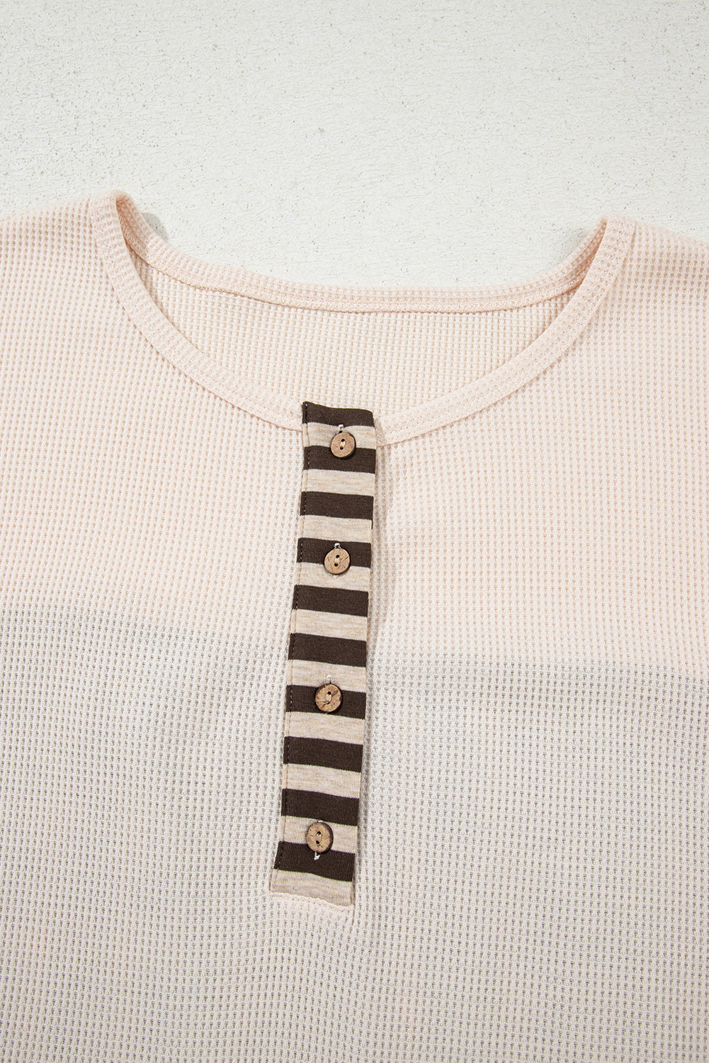 Parchment Plus Size Waffle Striped Plaid Patchwork Henley Pullover