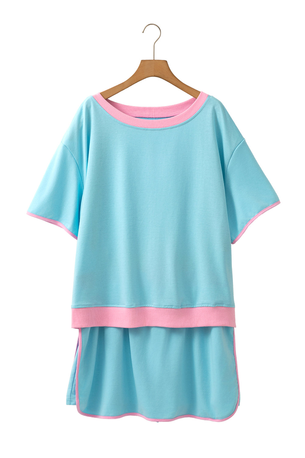 Evergreen Plus Size Contrast Trim T Shirt and Skort Two Piece Set