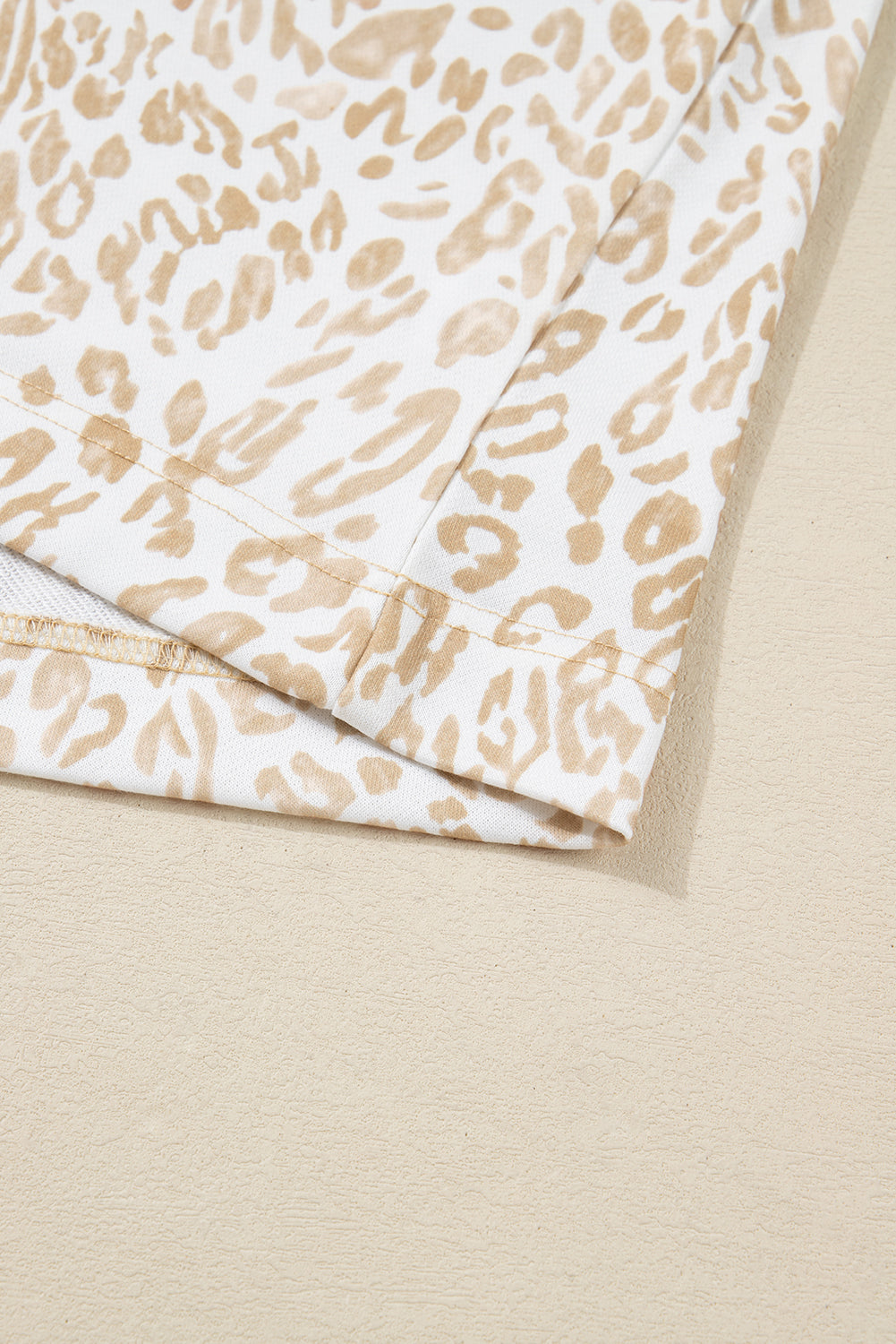 Khaki Plus Size Ruffle Arm Leopard Sweatshirt