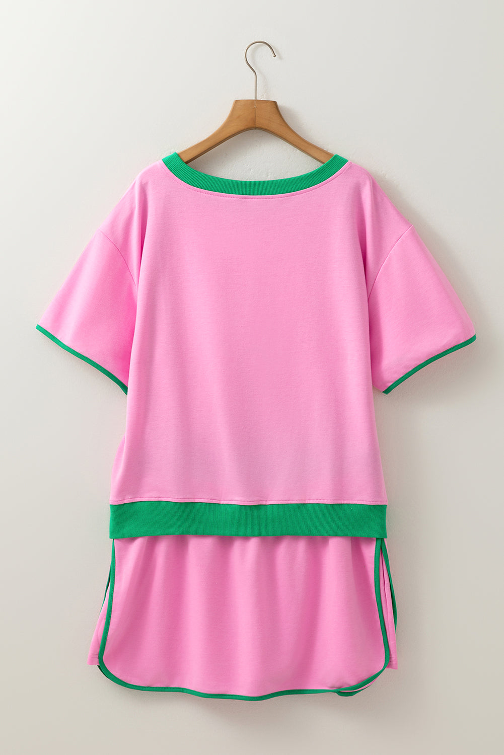 Evergreen Plus Size Contrast Trim T Shirt and Skort Two Piece Set