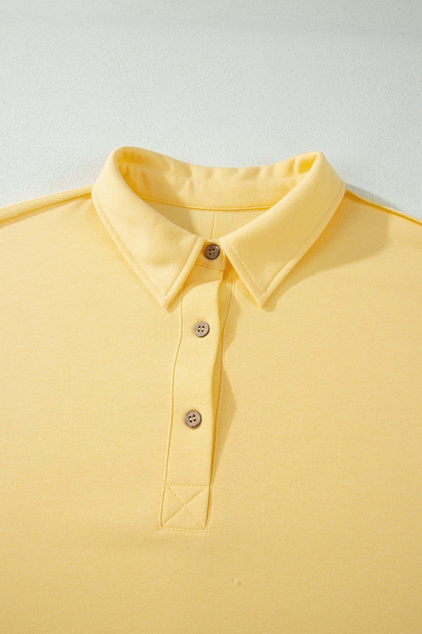 Yellow Cream Solid Color Polo Tee Elastic Waist Shorts Plus Size Outfit